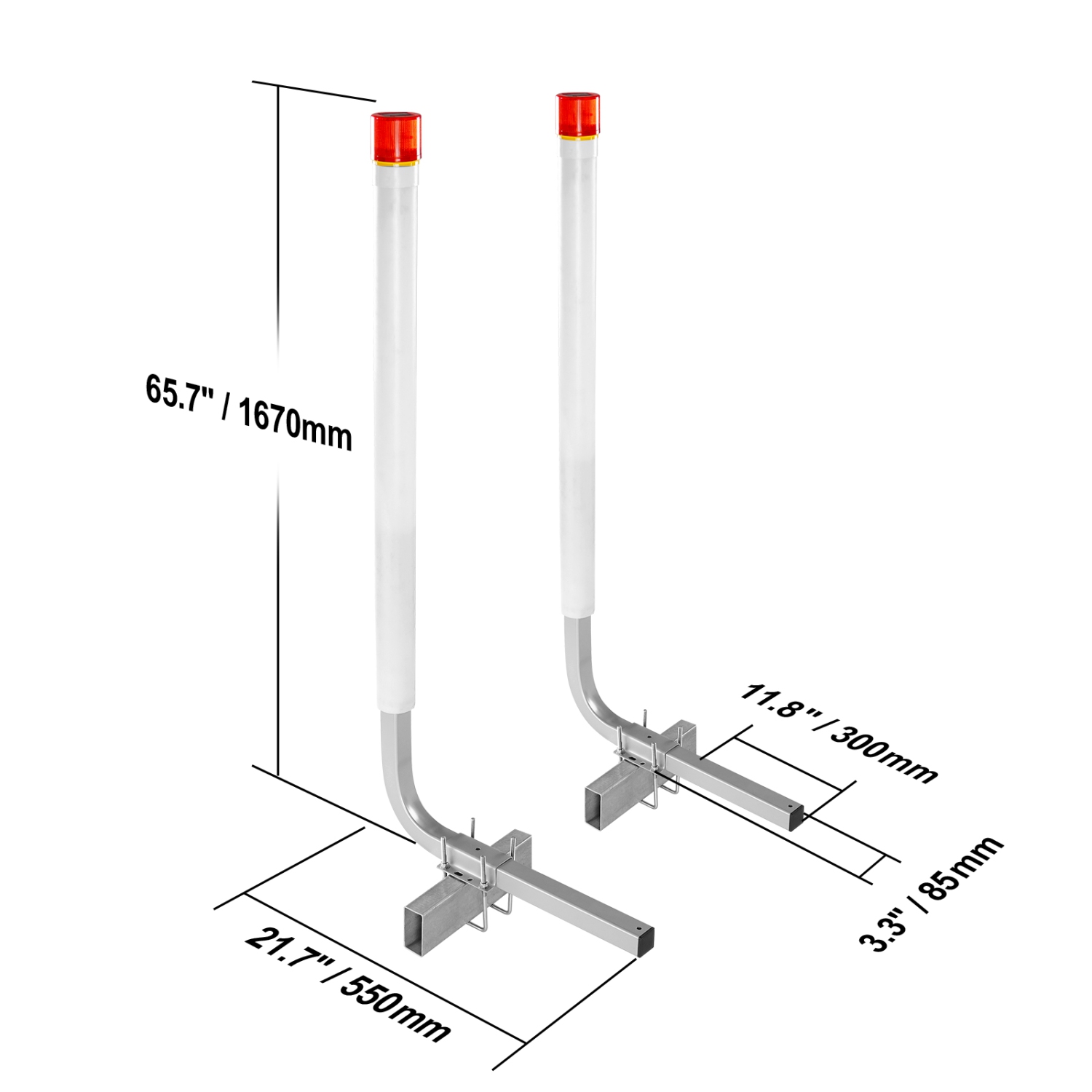 VEVOR Marine Trailer Guide Set, 62'' with LED Illumination, Pair of Steel Anti-Rust Guide Poles, Equipped with PVC Sleeves, Ideal for Ski, Fishing,