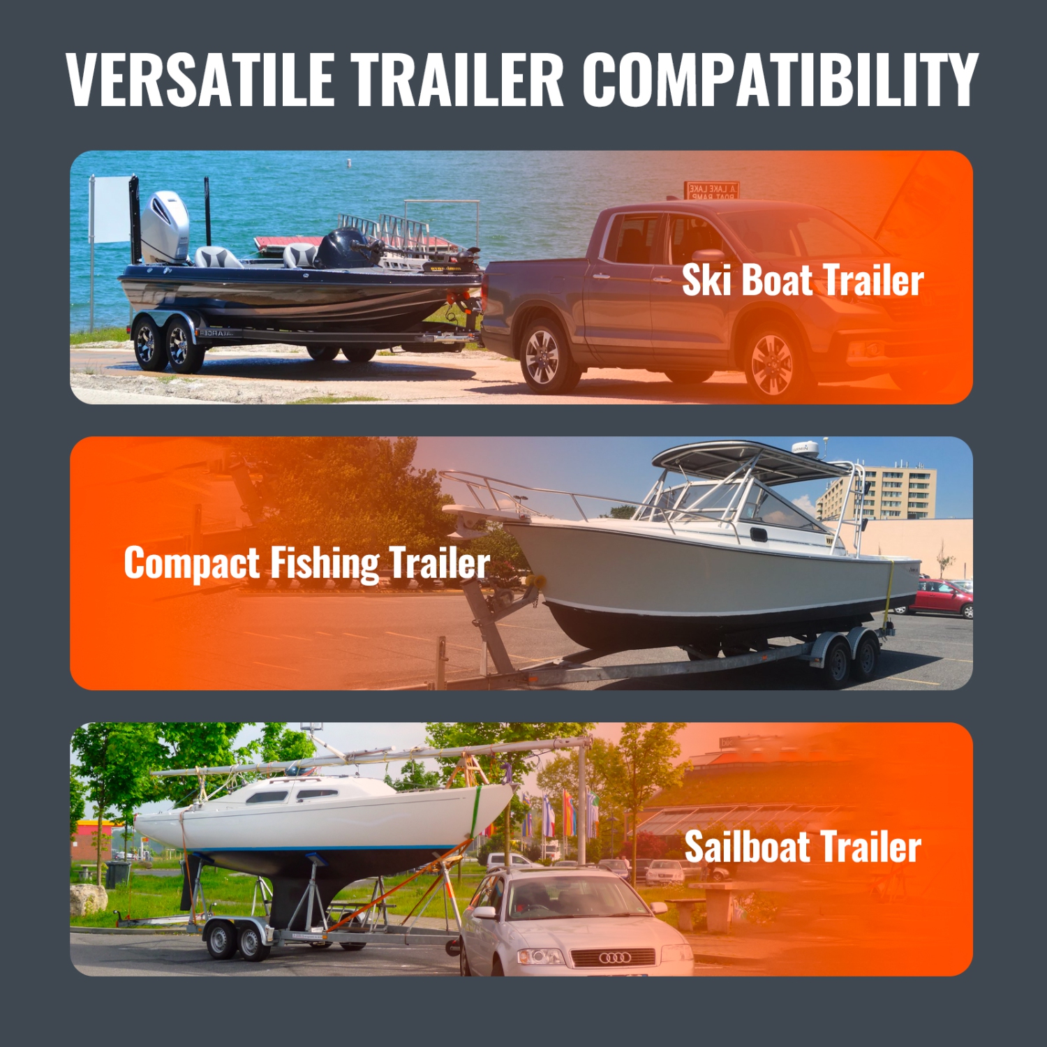 VEVOR Marine Trailer Guide Set, 60'' Flexibly Adjustable, Dual Rust-Resistant Steel Supports with PVC Covering, Ideal for Ski, Fishing, and Sailboat