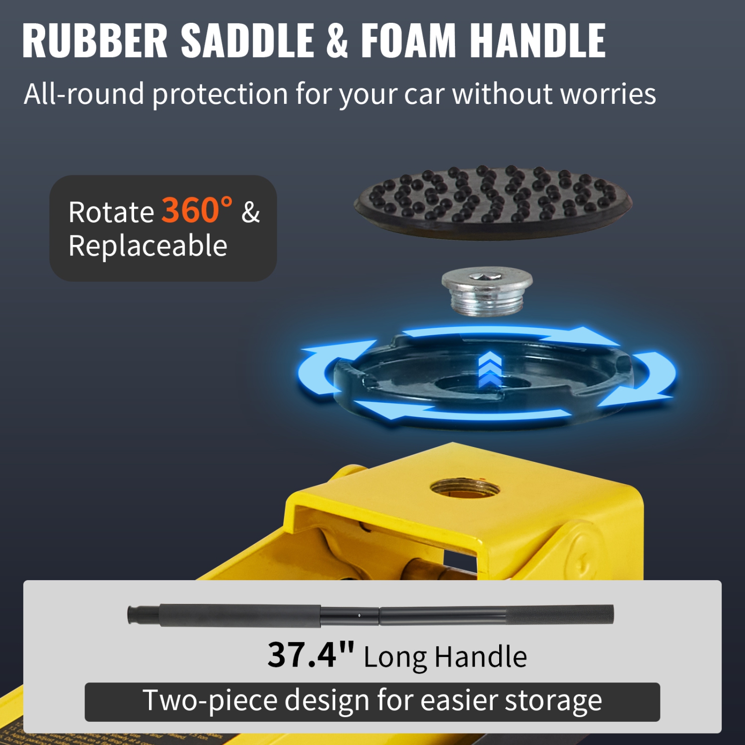 VEVOR Low Profile Floor Jack 1.5 ton, Dual Piston Quick Lift Pump, 3-3/20" - 14-10/27" Height Lifting Range, Yellow+Black, Aluminum and Steel