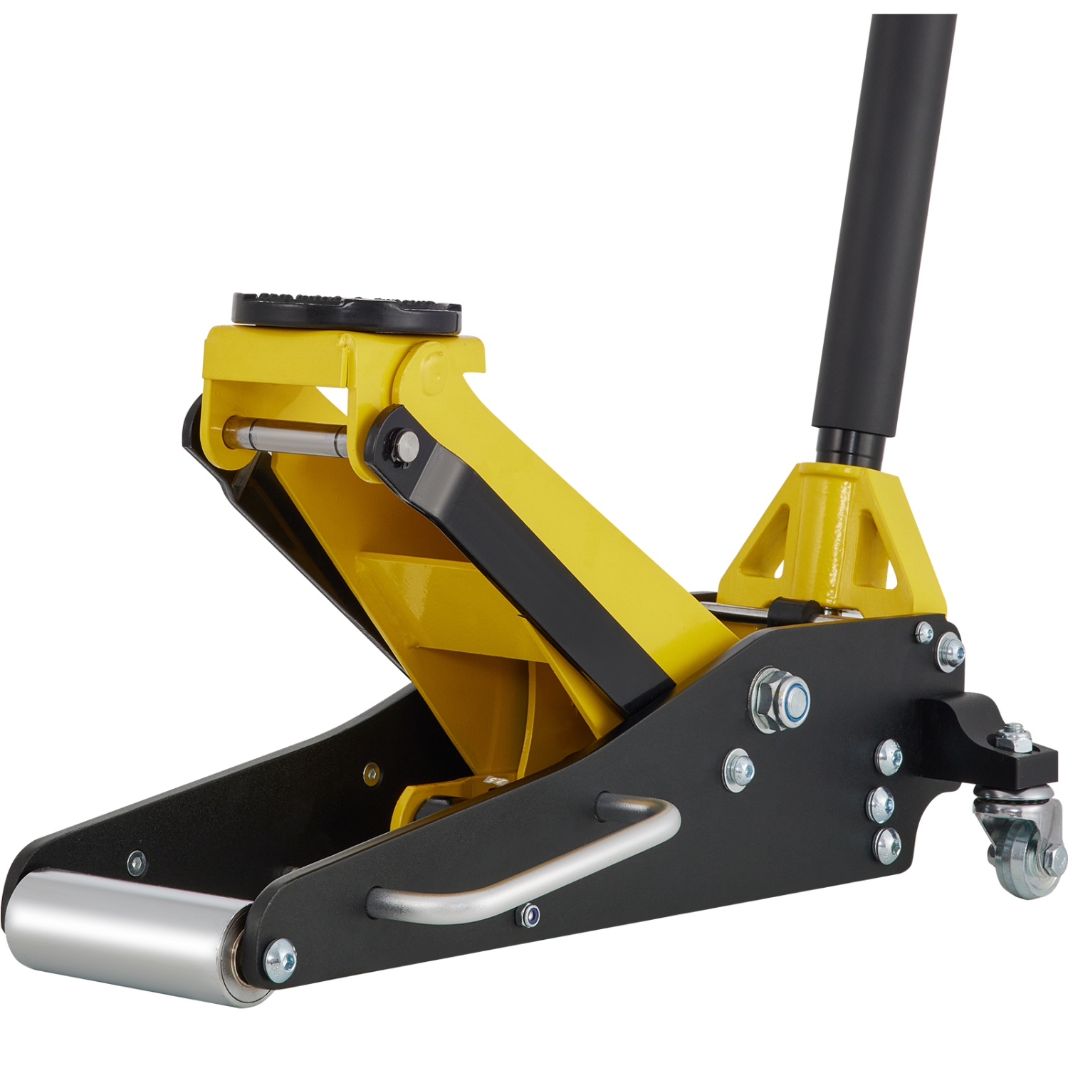 VEVOR Low Profile Floor Jack 1.5 ton, Dual Piston Quick Lift Pump, 3-3/20" - 14-10/27" Height Lifting Range, Yellow+Black, Aluminum and Steel