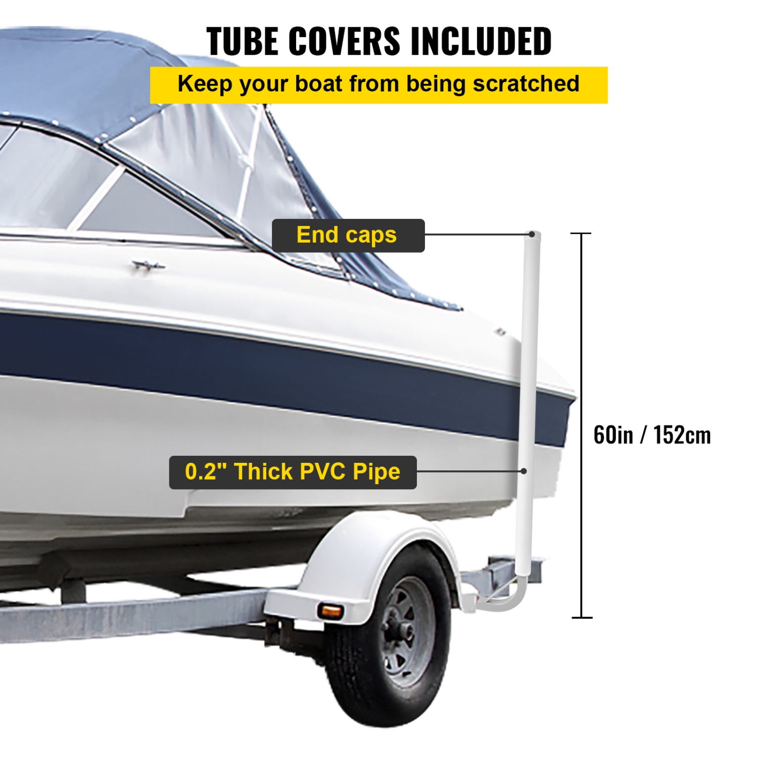 VEVOR Boat Trailer Guide-on 60" Trailer Post Guide on w/ 2PCS PVC Tube Cover