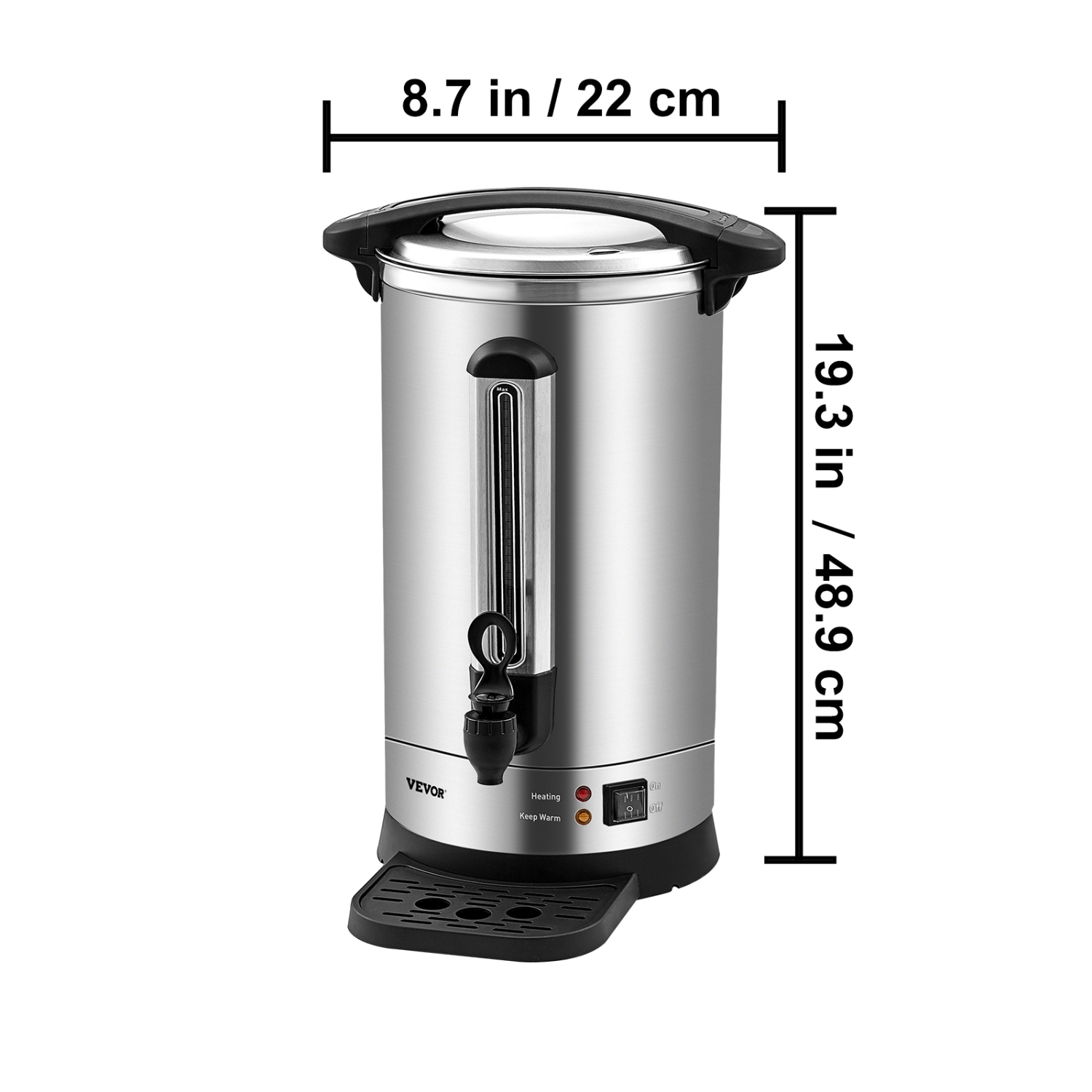 VEVOR Commercial Coffee Urn, 65 Cups Stainless Steel Large Coffee Dispenser, 1500W 110V Electric Coffee Maker Urn For Quick Brewing, Hot Water Urn