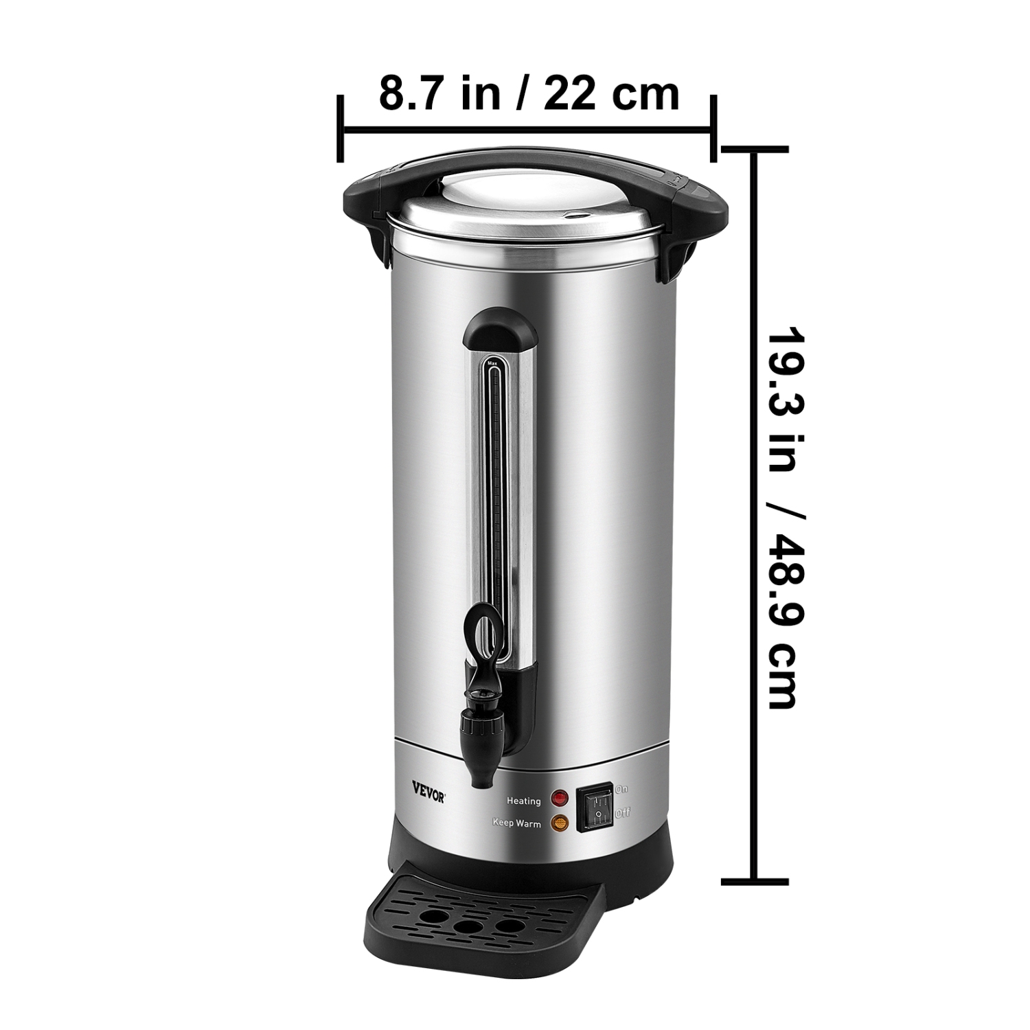 VEVOR Commercial Coffee Urn, 110 Cups Stainless Steel Large Coffee Dispenser, 1500W 110V Electric Coffee Maker Urn For Quick Brewing, Hot Water Urn