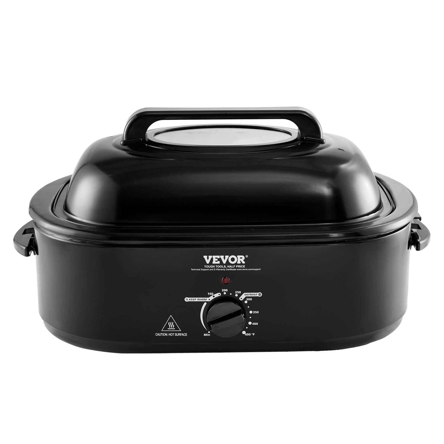 VEVOR Electric Roaster Oven, 20 QT Turkey Roaster Oven with Self-Basting Lid, 1450W Roaster Oven with Defrost & Warm Function, Adjustable