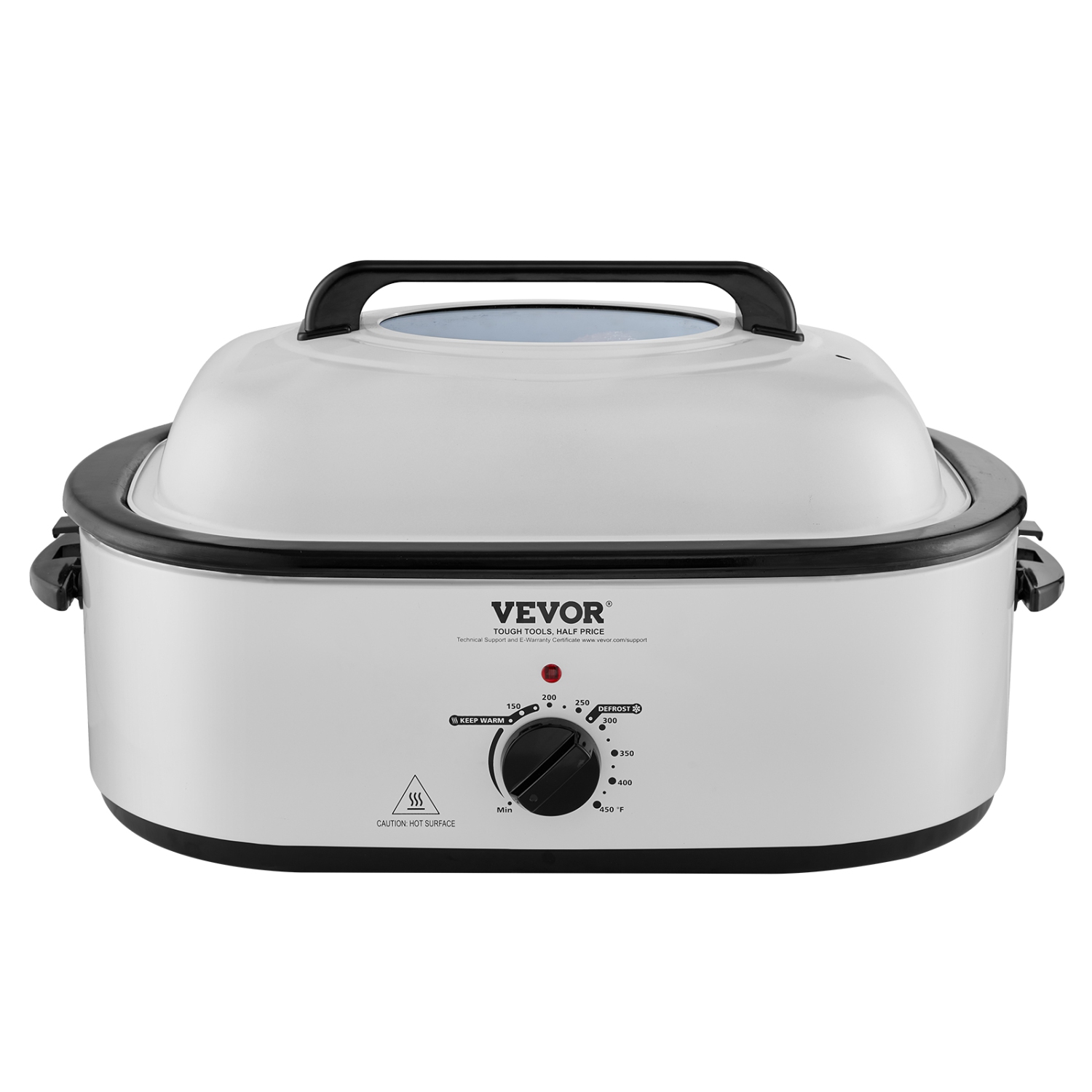 VEVOR Electric Roaster Oven, 22 QT Turkey Roaster Oven with Self-Basting Lid, 1450W Roaster Oven with Defrost & Warm Function, Adjustable Temp,