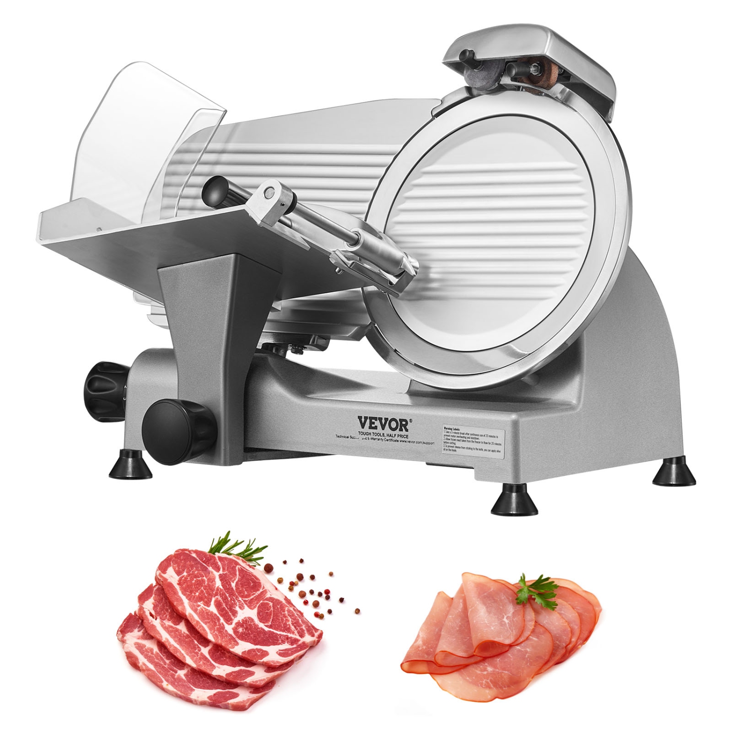 VEVOR Meat Slicer, 340W Electric Deli Food Slicer with 10" SUS420 Stainless Steel Blade and Built-in Sharpening Stone, 0-0.6 inch Adjustable