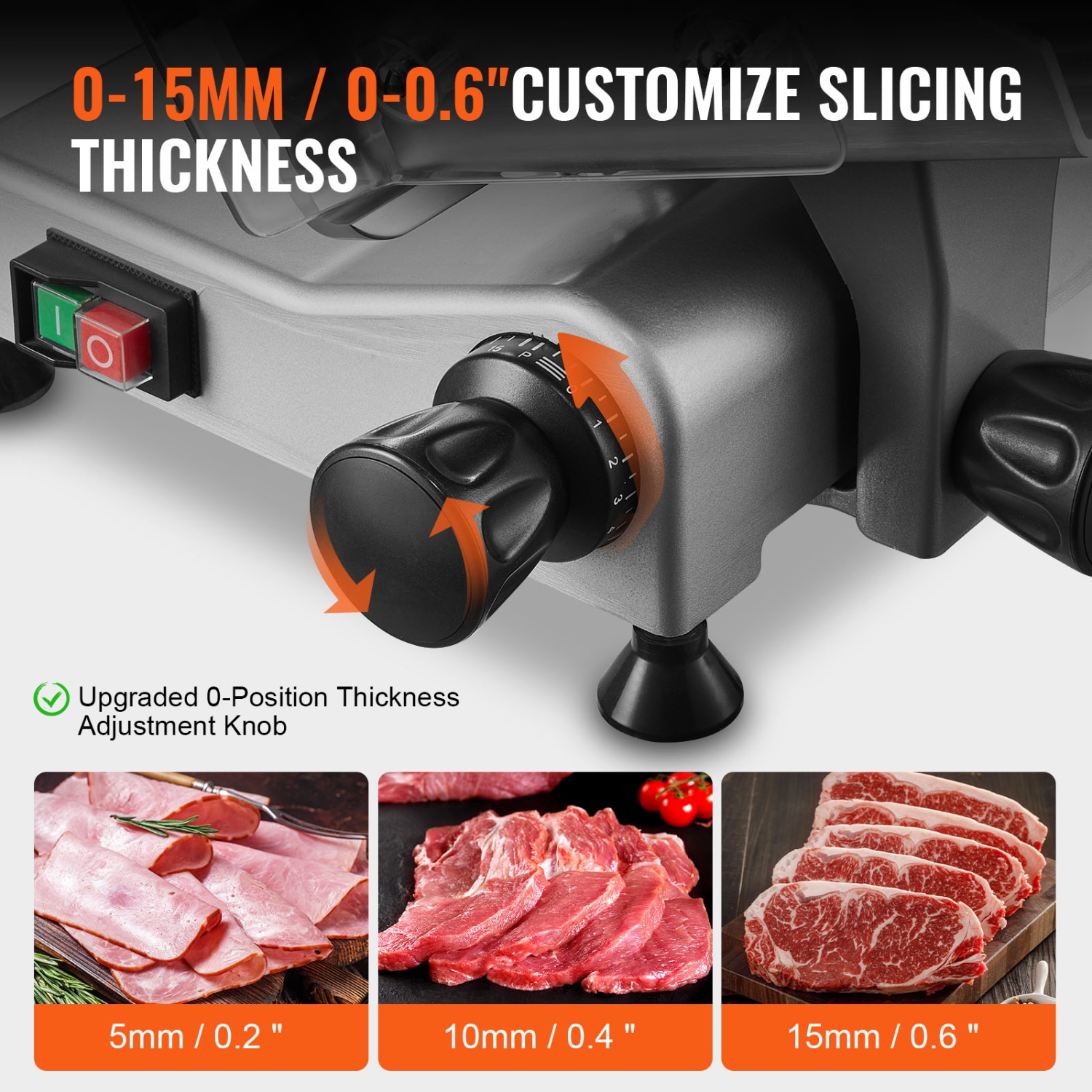 VEVOR Meat Slicer, 340W Electric Deli Food Slicer with 10" SUS420 Stainless Steel Blade and Built-in Sharpening Stone, 0-0.6 inch Adjustable