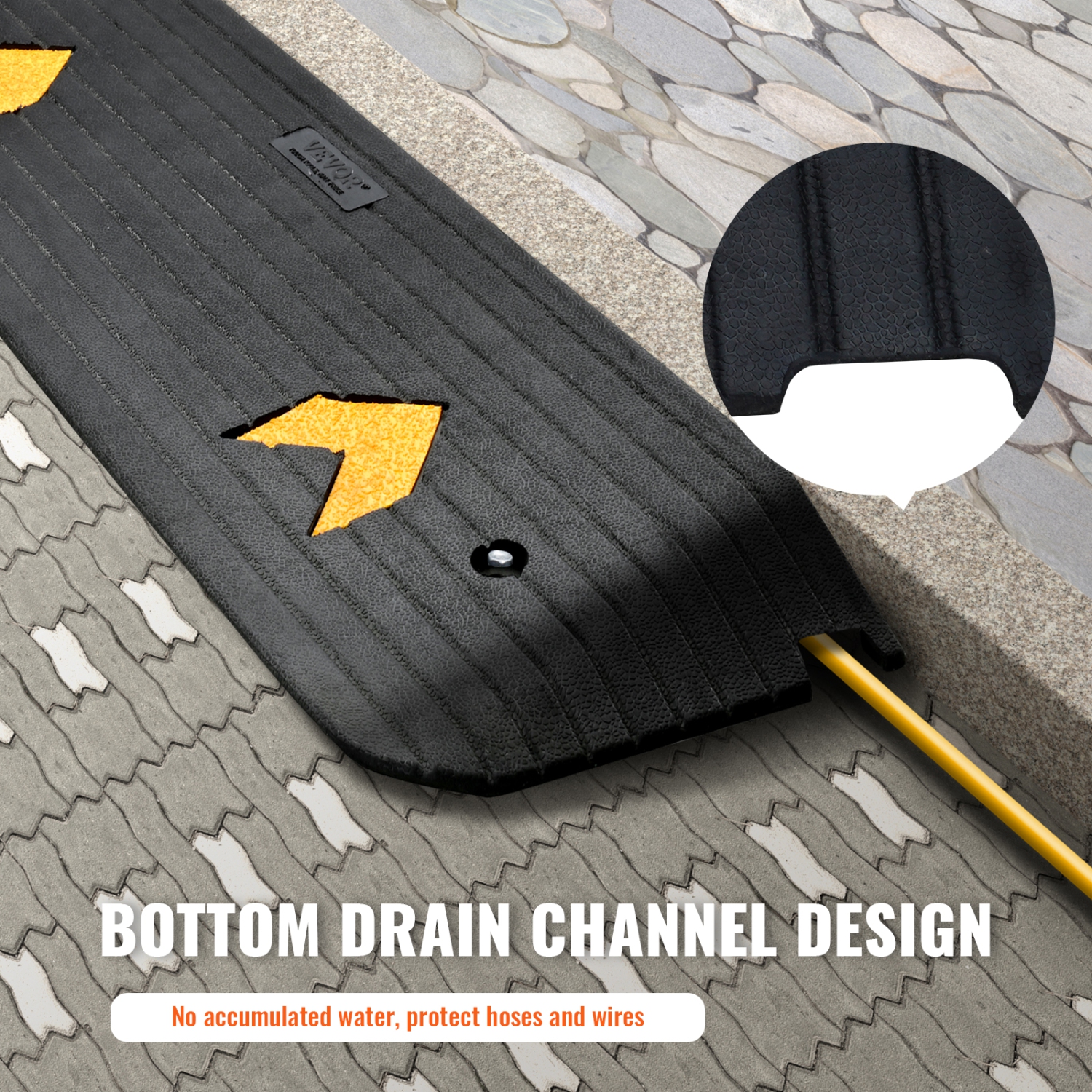 VEVOR 1" Rise Height Rubber Threshold Ramp,Wheelchair Ramp Doorway, Natural Curb Ramp Rated 33069 lbs Load Capacity, Non-Slip Textured Surface for