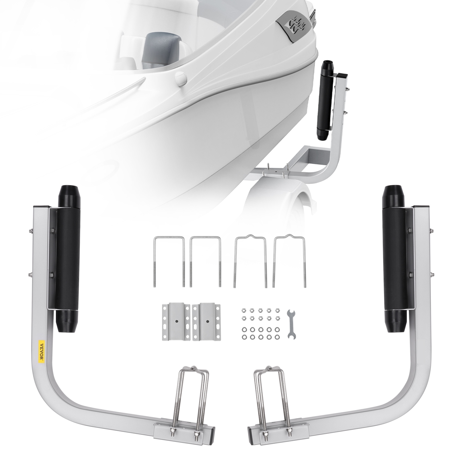 Guide pour remorque nautique VEVOR, mâts réglables flexibles de 20,5&nbsp;po, paire de guides antirouille en acier, support à rouleaux durable pour