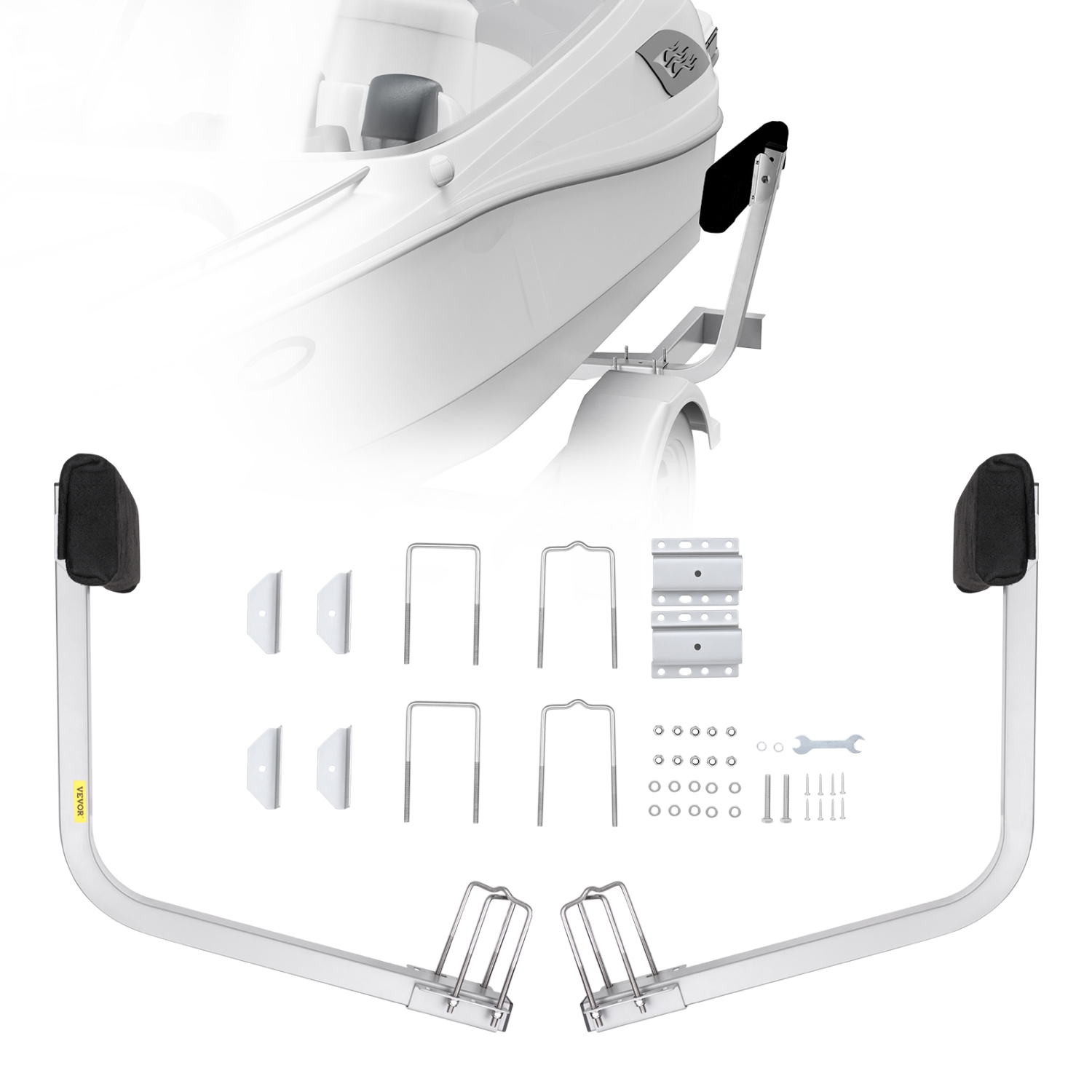 VEVOR Marine Trailer Assistant, 27.6” Flexibly Adjustable Bunk Guide-Ons, Pair of Durable Steel Support Poles, Robust Roller Guide