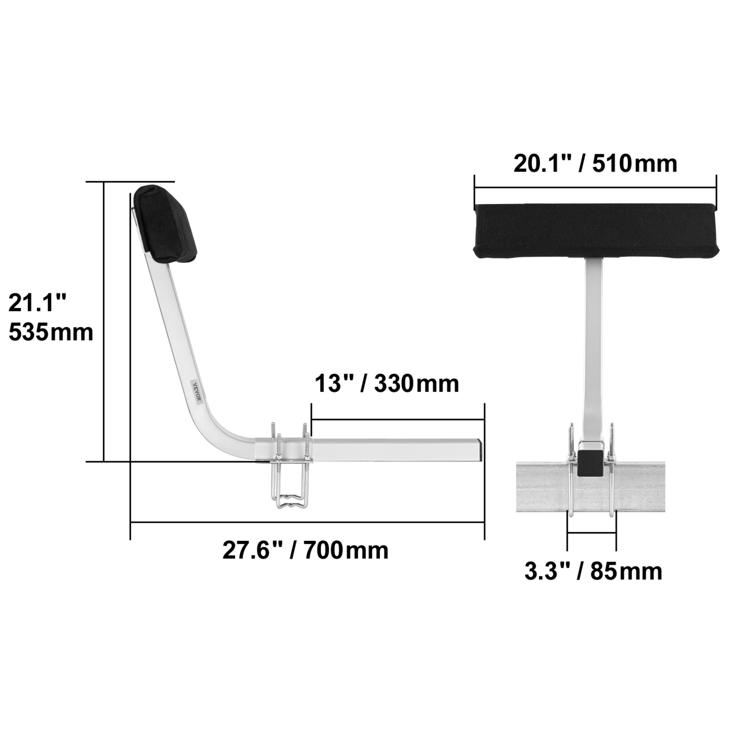 VEVOR Marine Trailer Assistant, 27.6” Flexibly Adjustable Bunk Guide-Ons, Pair of Durable Steel Support Poles, Robust Roller Guide