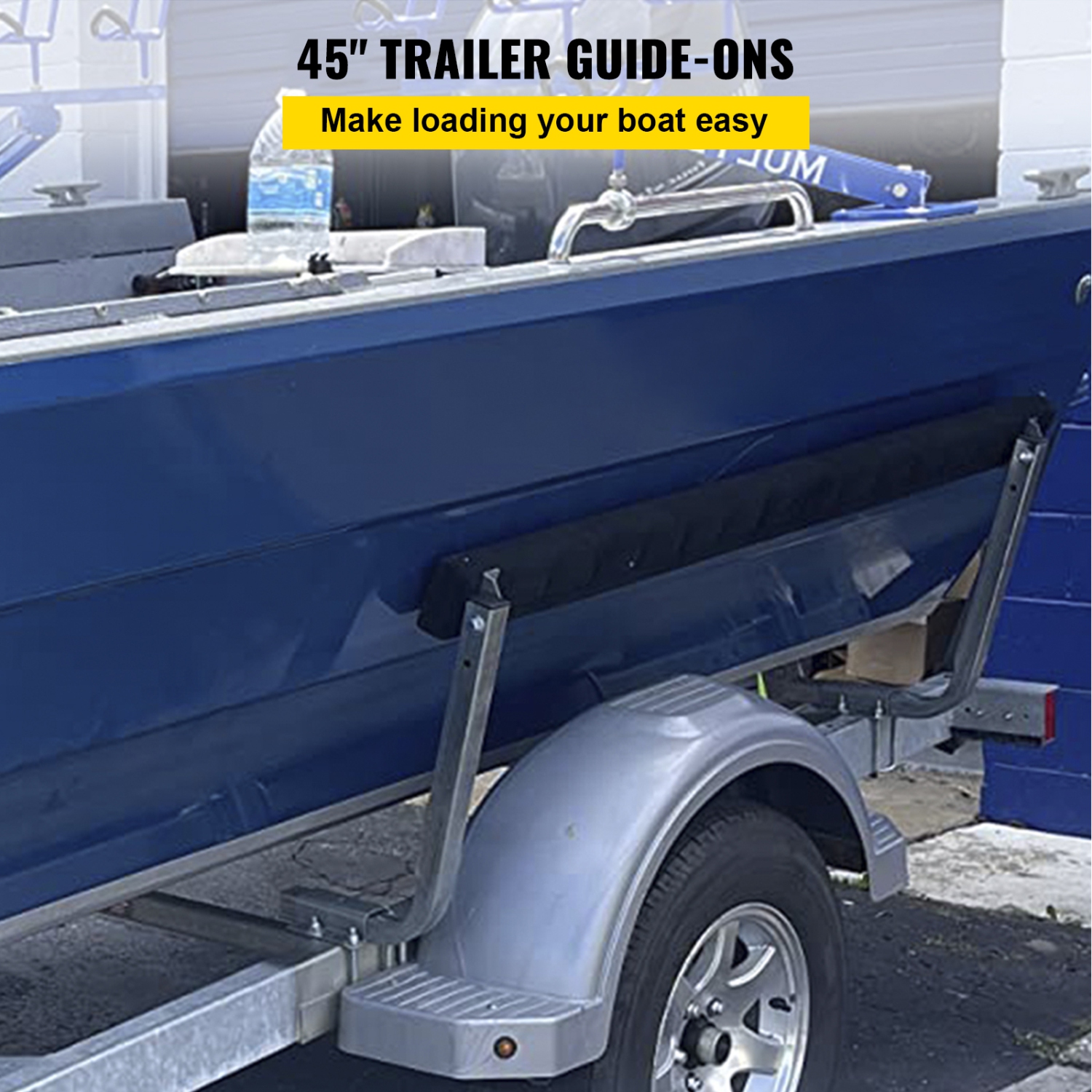 VEVOR 60" One Pair Galvanized Steel Trailer Guide ons π-shaped w/Carpet-padded Boards, for Ski Boat, Fishing Boat or Sailboat Trailer Complete