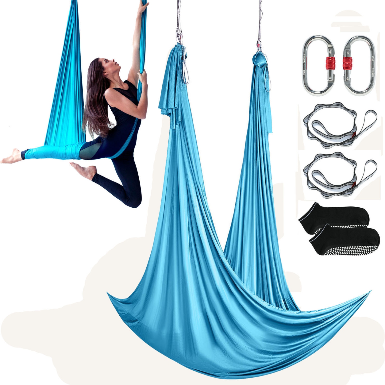 VEVOR 5.5 Yards Yoga Swing Aerial Hammock Nylon Hanging Sling Inversion Blue