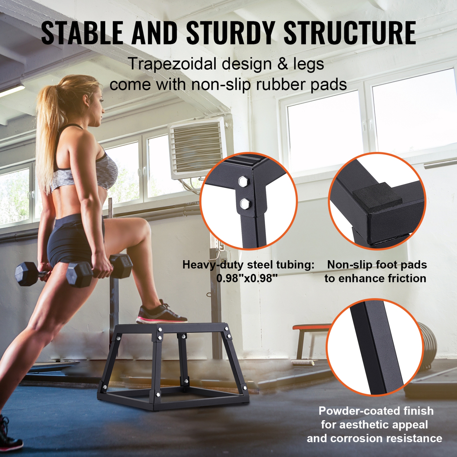 Pyométrique de 12&nbsp;po Jump Box Fitness de VEVOR Exercise Plyo Box Step Cross noir