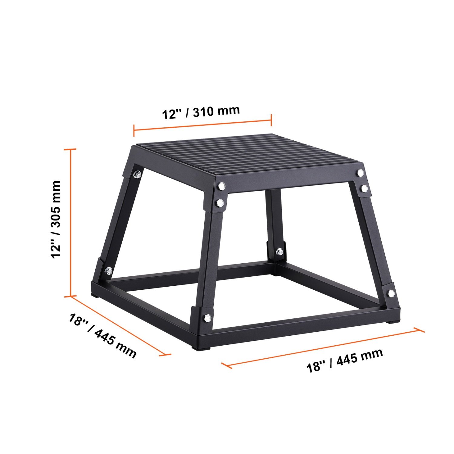 Pyométrique de 12&nbsp;po Jump Box Fitness de VEVOR Exercise Plyo Box Step Cross noir