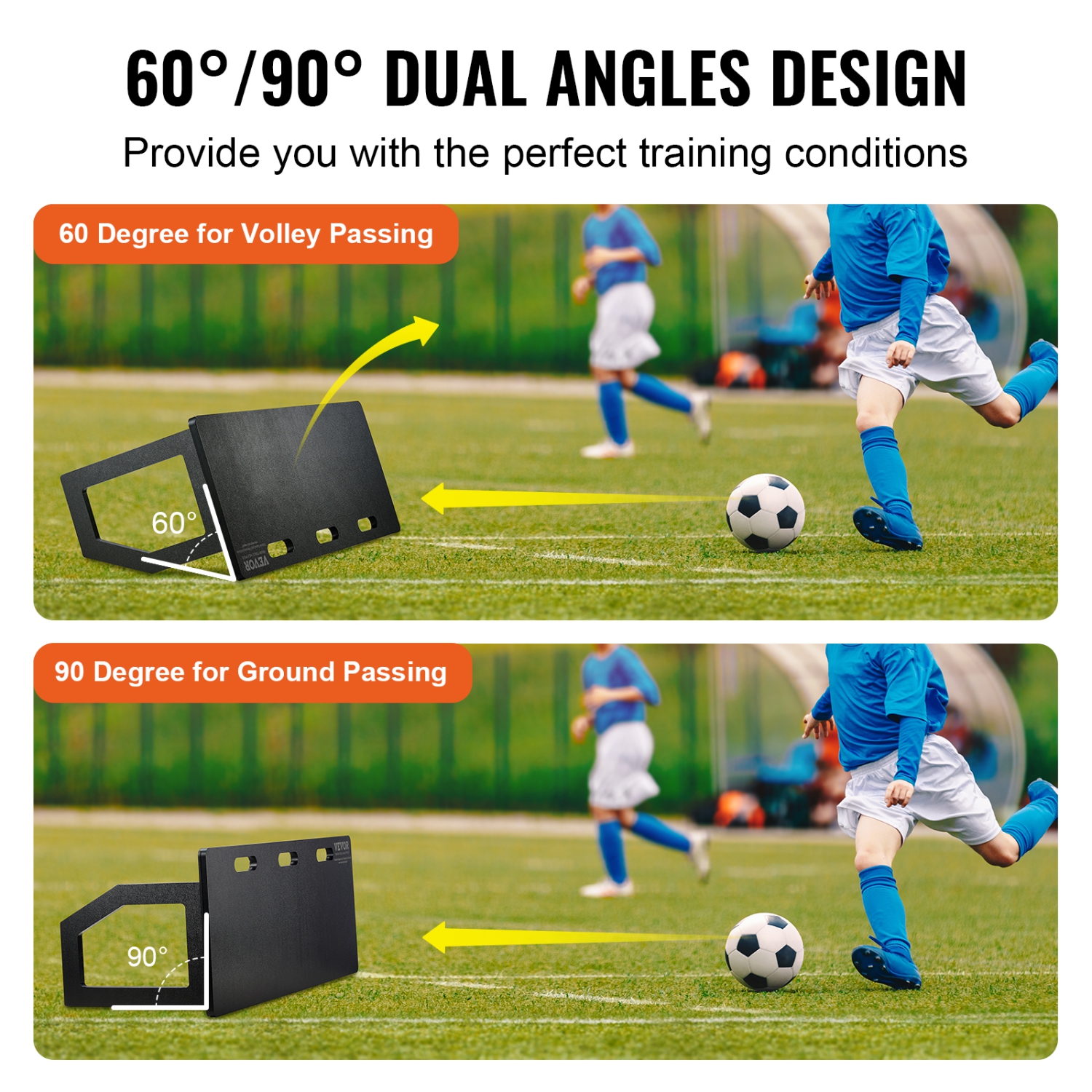 VEVOR Portable Soccer Wall with 2 Angles Rebound, 40" x 16", Black, 23.63 lb