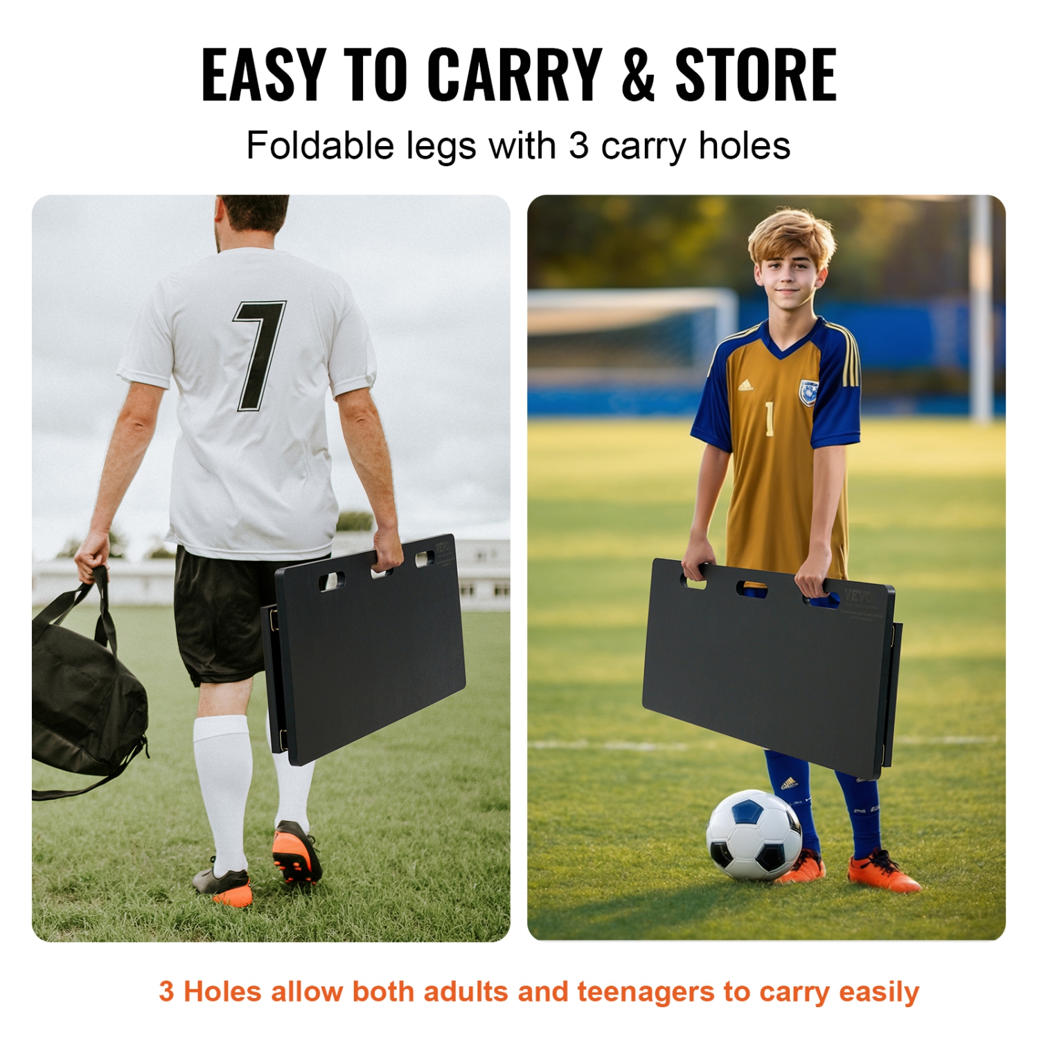VEVOR Portable Soccer Wall with 2 Angles Rebound, 40" x 16", Black, 23.63 lb