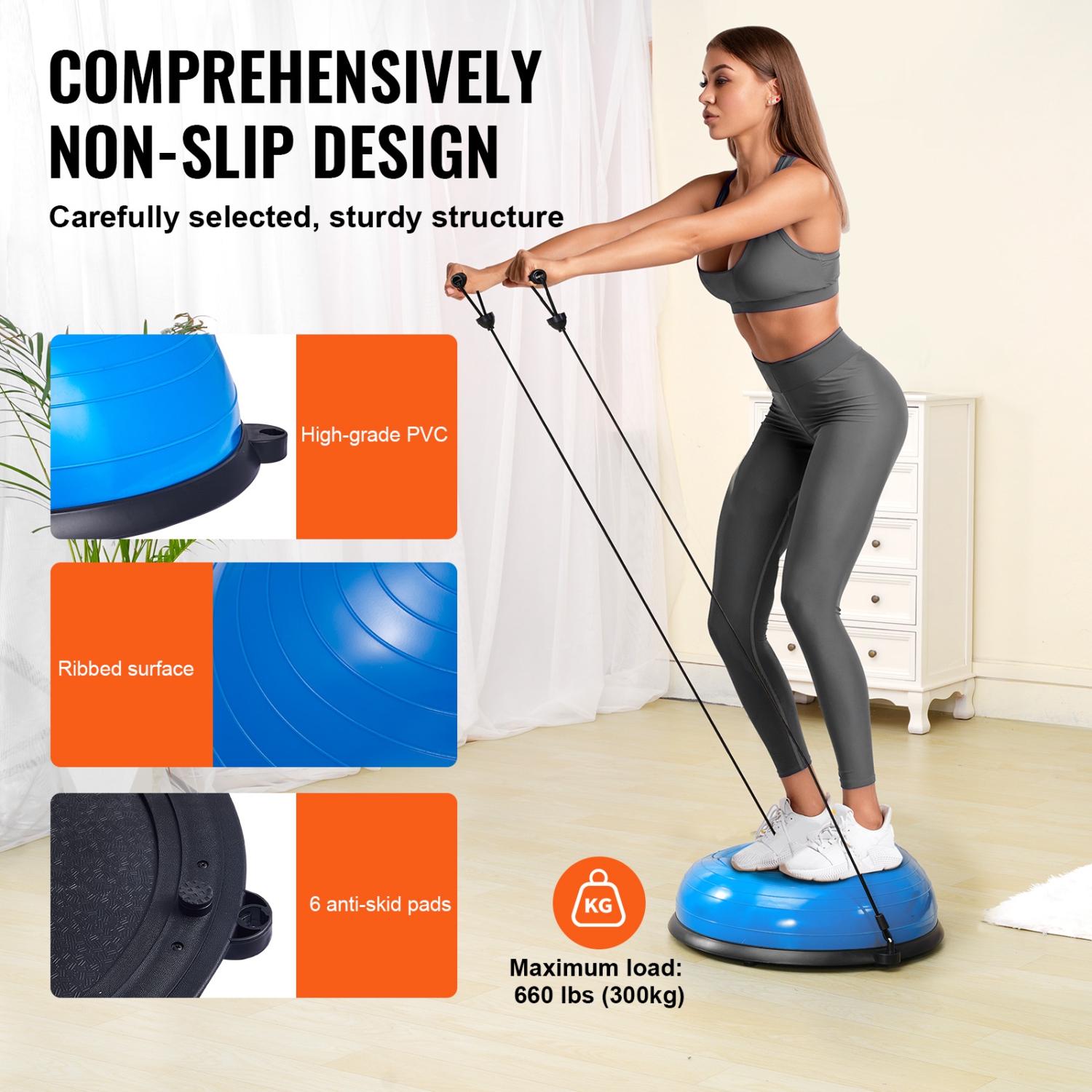 Bande de résistance à ballon d'équilibre pour le yoga 23&nbsp;po Half Fitness Blue de VEVOR