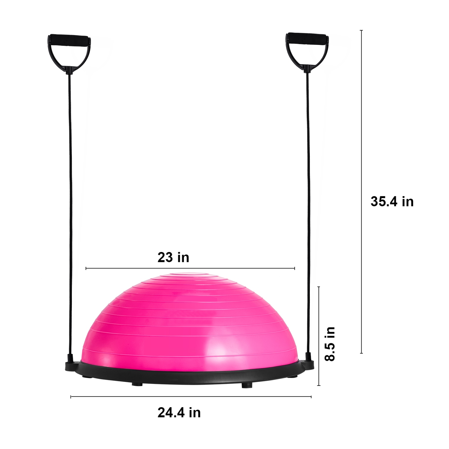 VEVOR 23 Inch Ball Pink Trainer Half Fitness Yoga Balance Stability Ball Resistance Band