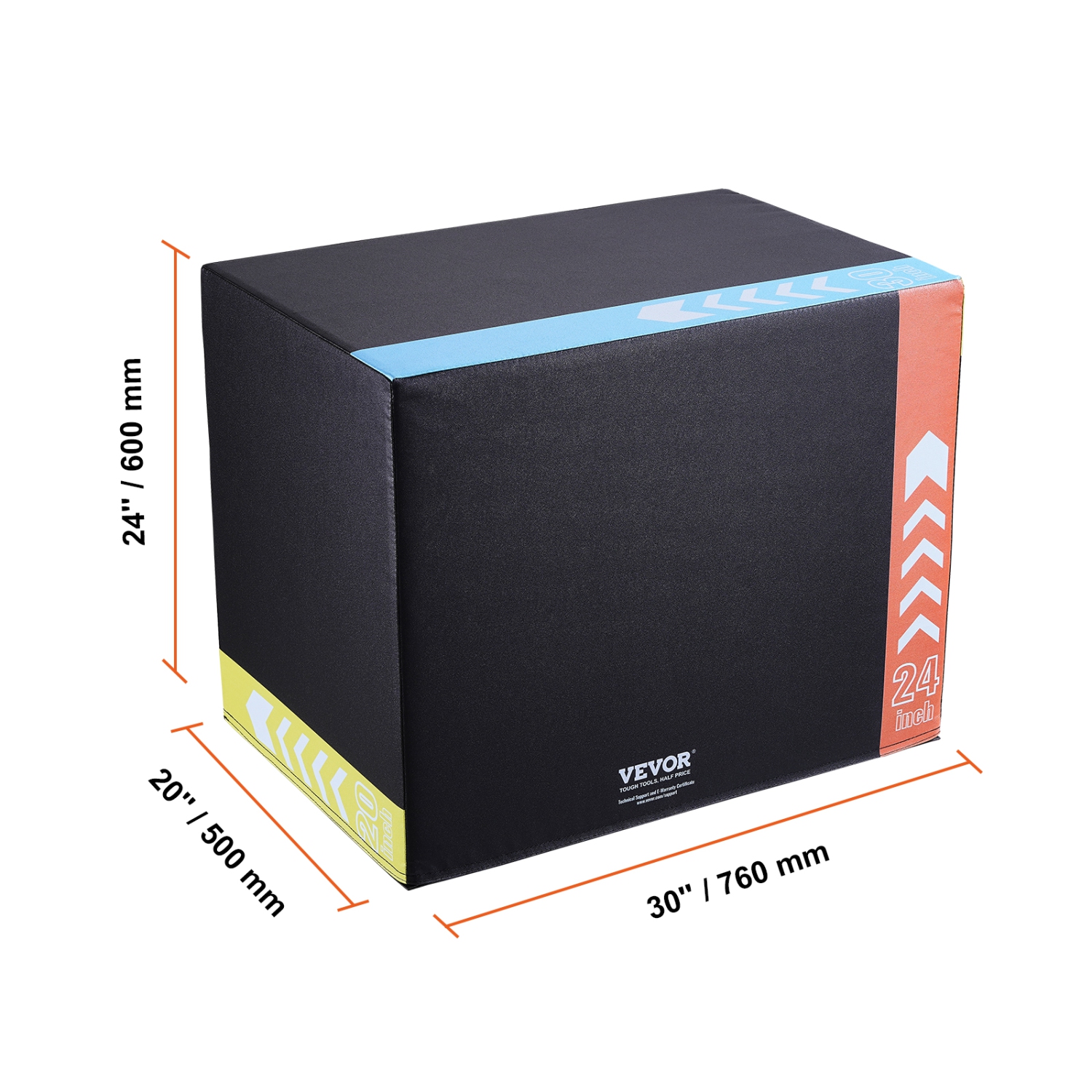 VEVOR 30/24/20 Inch 3 in 1 Plyometric Jump Box Fitness Exercise Plyo Box Cotton