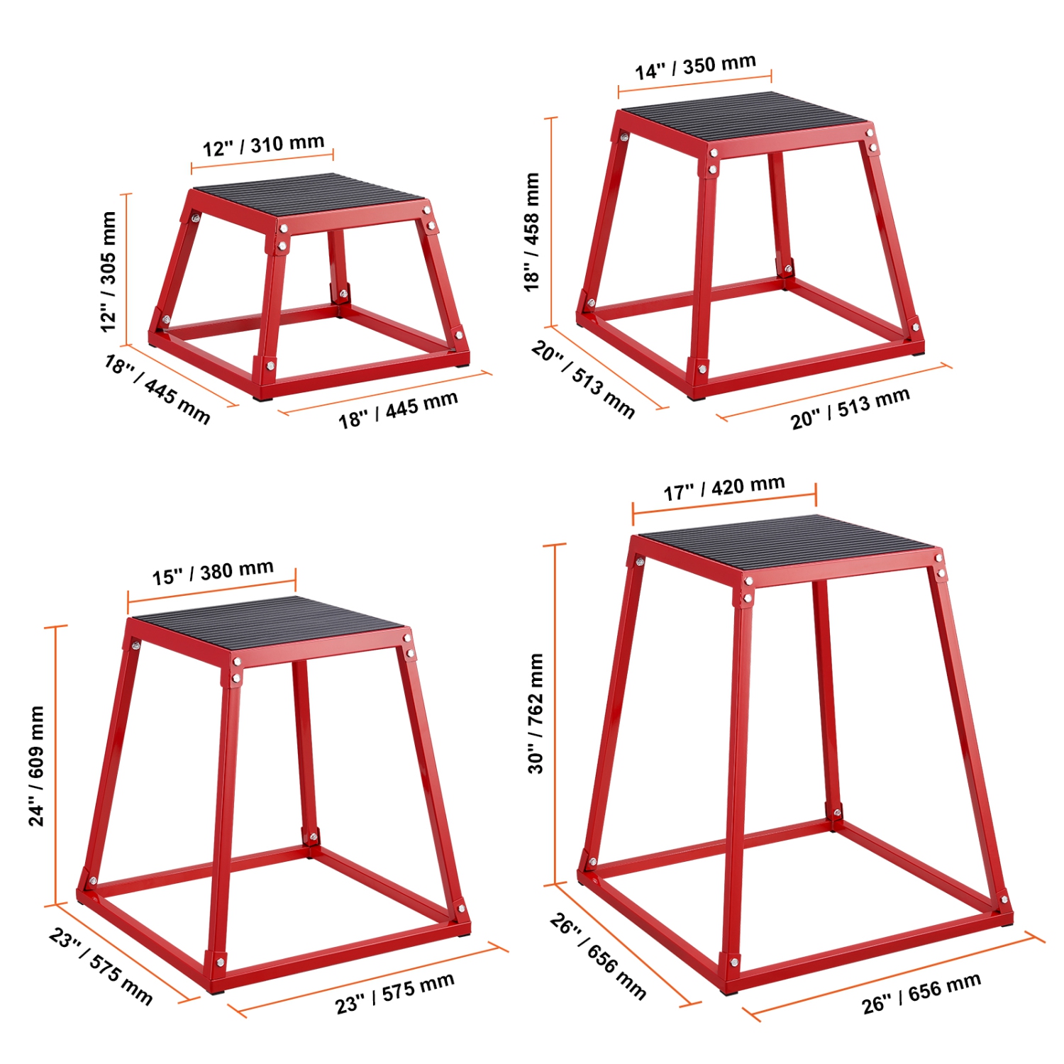Boîte de saut plyométrique 12/18/24/30 de VEVOR avec escabeau croisé pour exercices