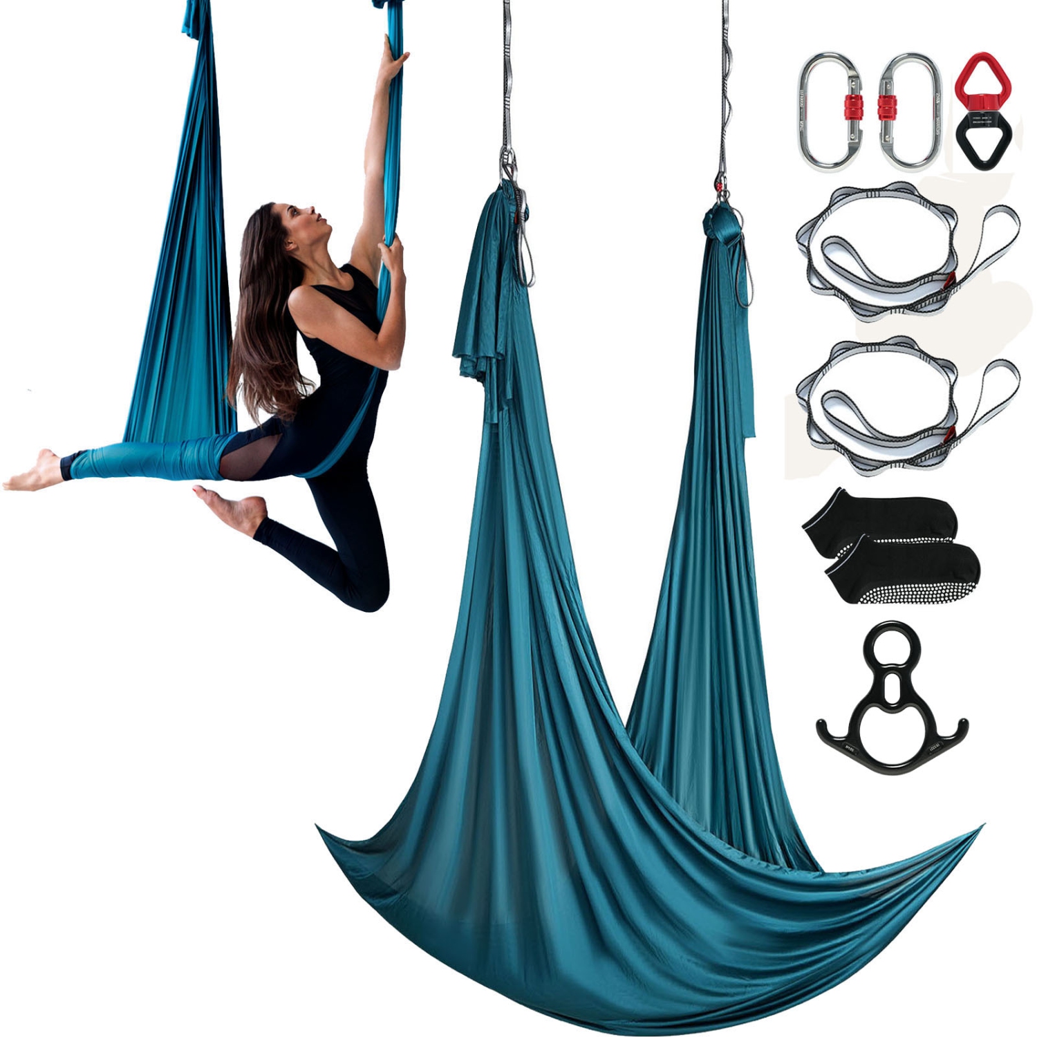 Ensemble de balançoires de yoga 11 verges Aerial Silk de VEVOR Hamac Trapeze Inversion vert