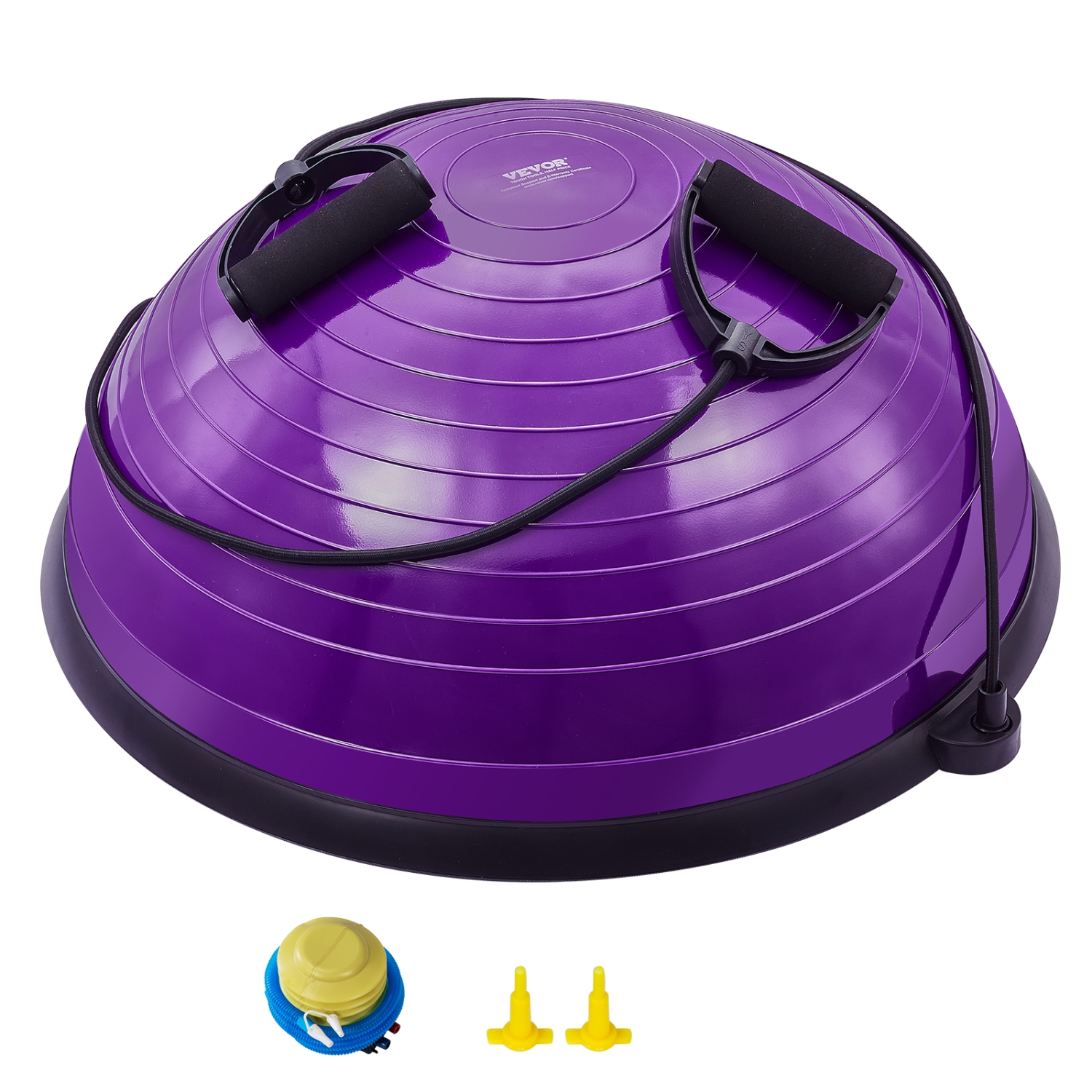VEVOR 23 Inch Ball Purple Trainer Half Fitness Yoga Balance Stability Ball Resistance Band