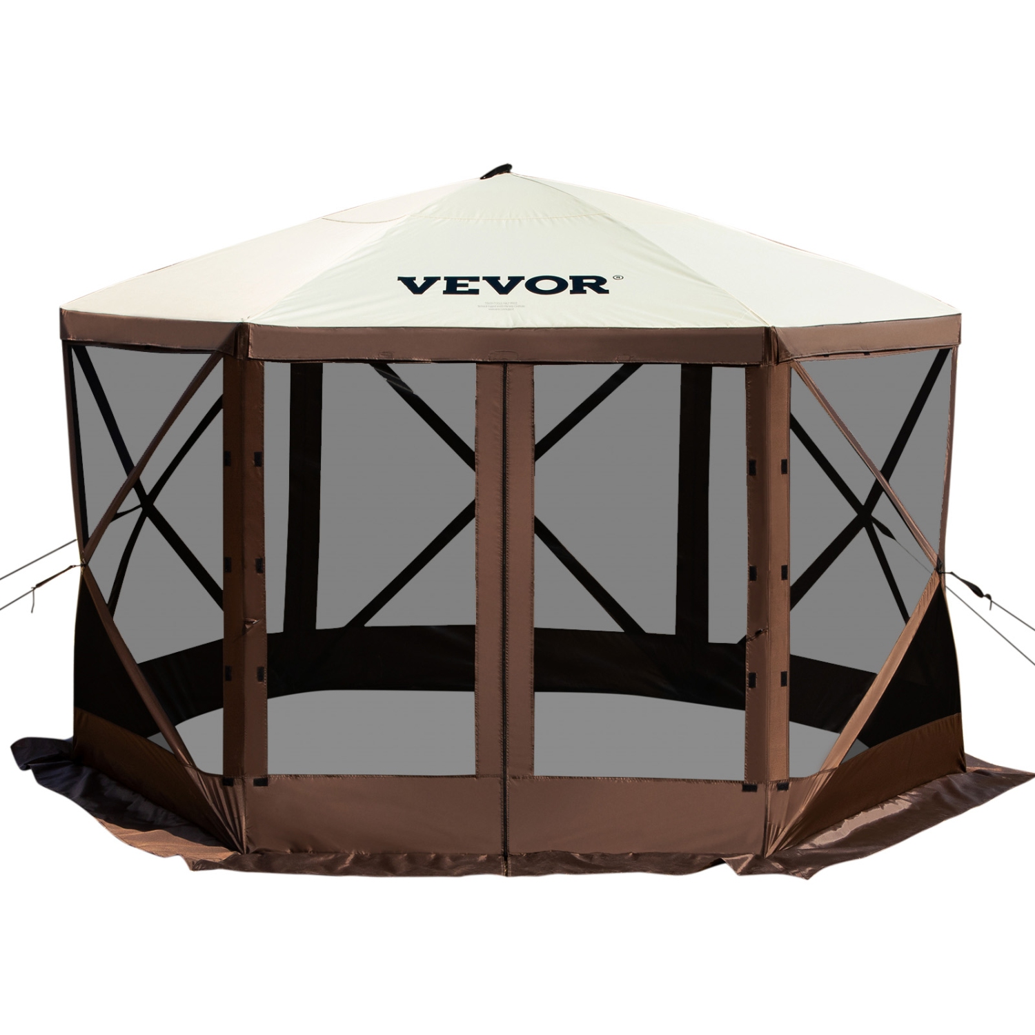 VEVOR Gazebo Screen Tent, 10 x 10 ft, 6 Sided Pop-up Camping Canopy Shelter Tent with Mesh Windows, Portable Carry Bag, Ground Stakes
