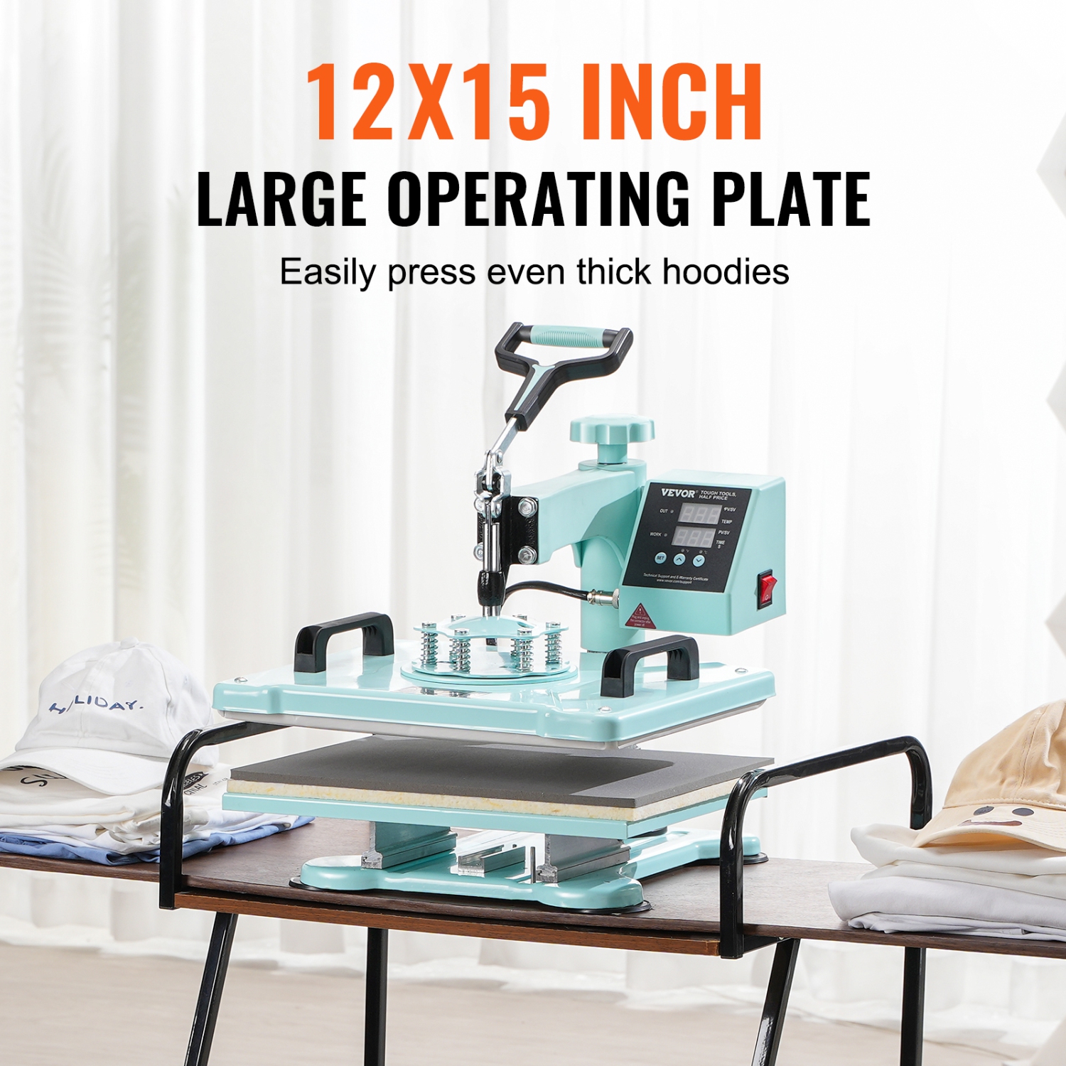 VEVOR Heat Press Machine, 12 x 15 inch, 2 in 1 Heat Transfer Machine with Hat Press, 360° Swing Away T-Shirt Pressing Machine, Digital Precise