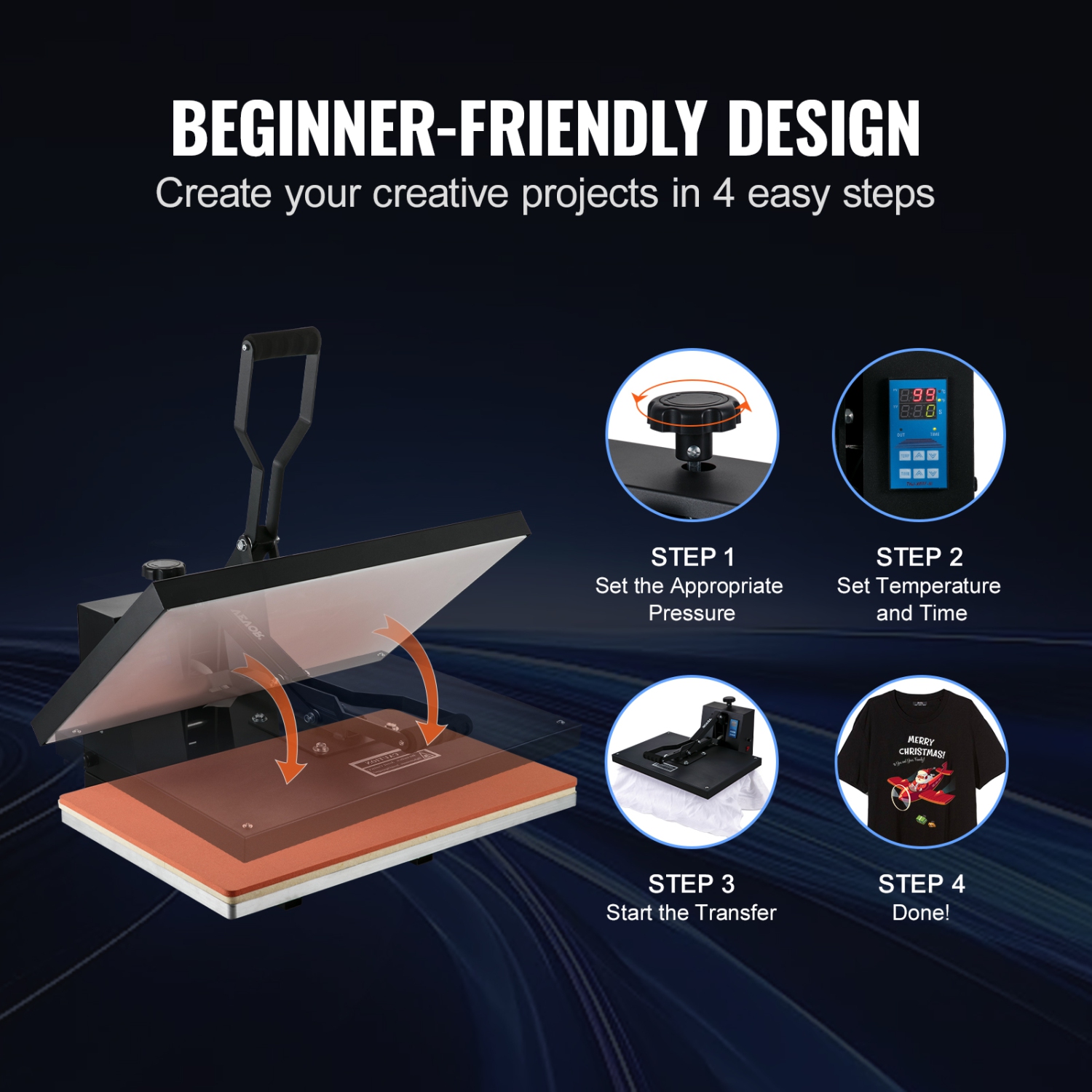 VEVOR Heat Press 16x24, 1700W Power Heat Press Machine, Fast Heating, High Pressure Heat Press Machine for T-Shirt, Digital Industrial Sublimation