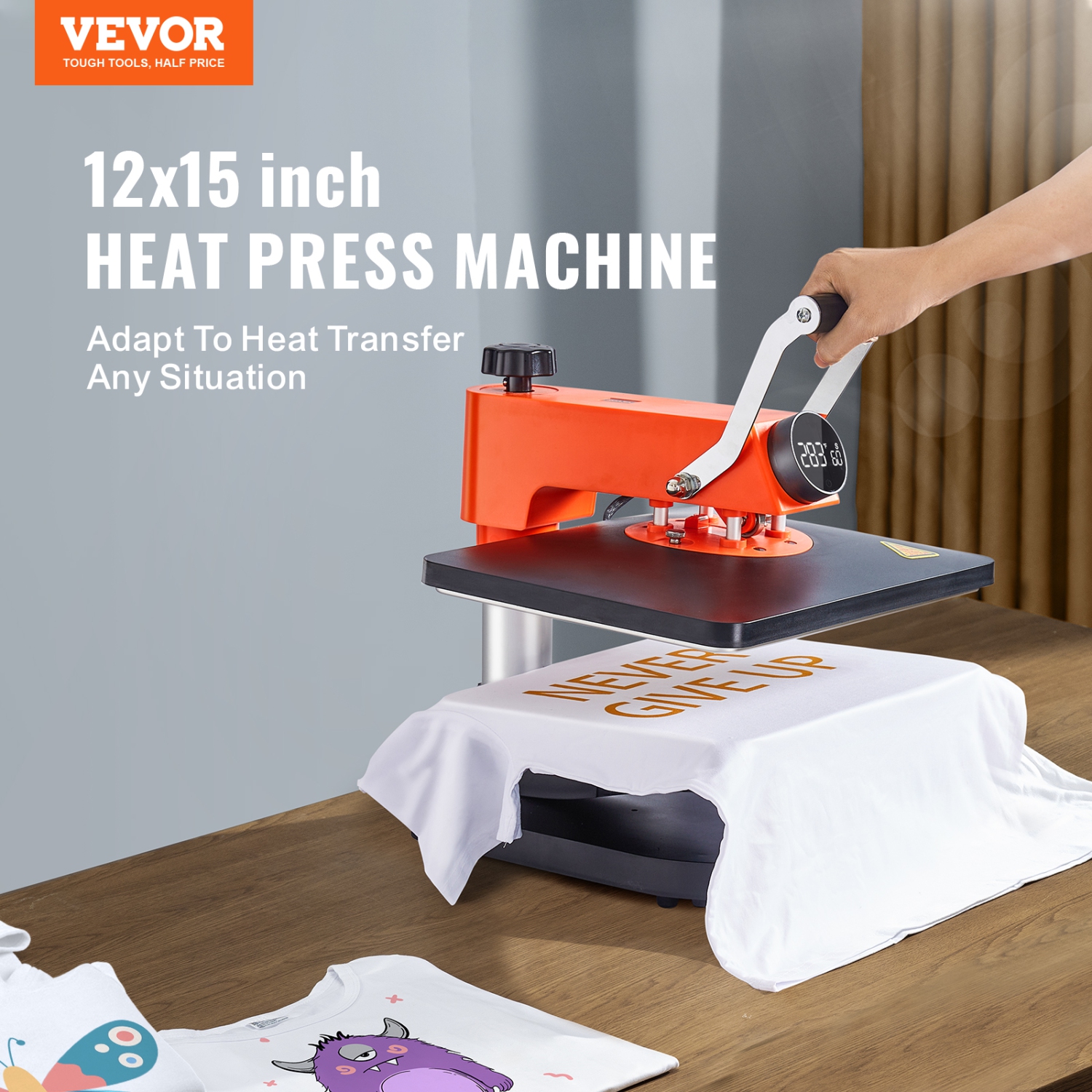 VEVOR 5-in-1 Heat Press Machine, 12" x 15" Fast Heating, 360 Swing Away Digital Sublimation Transfer, T-Shirt Vinyl Transfer Printer for Banners