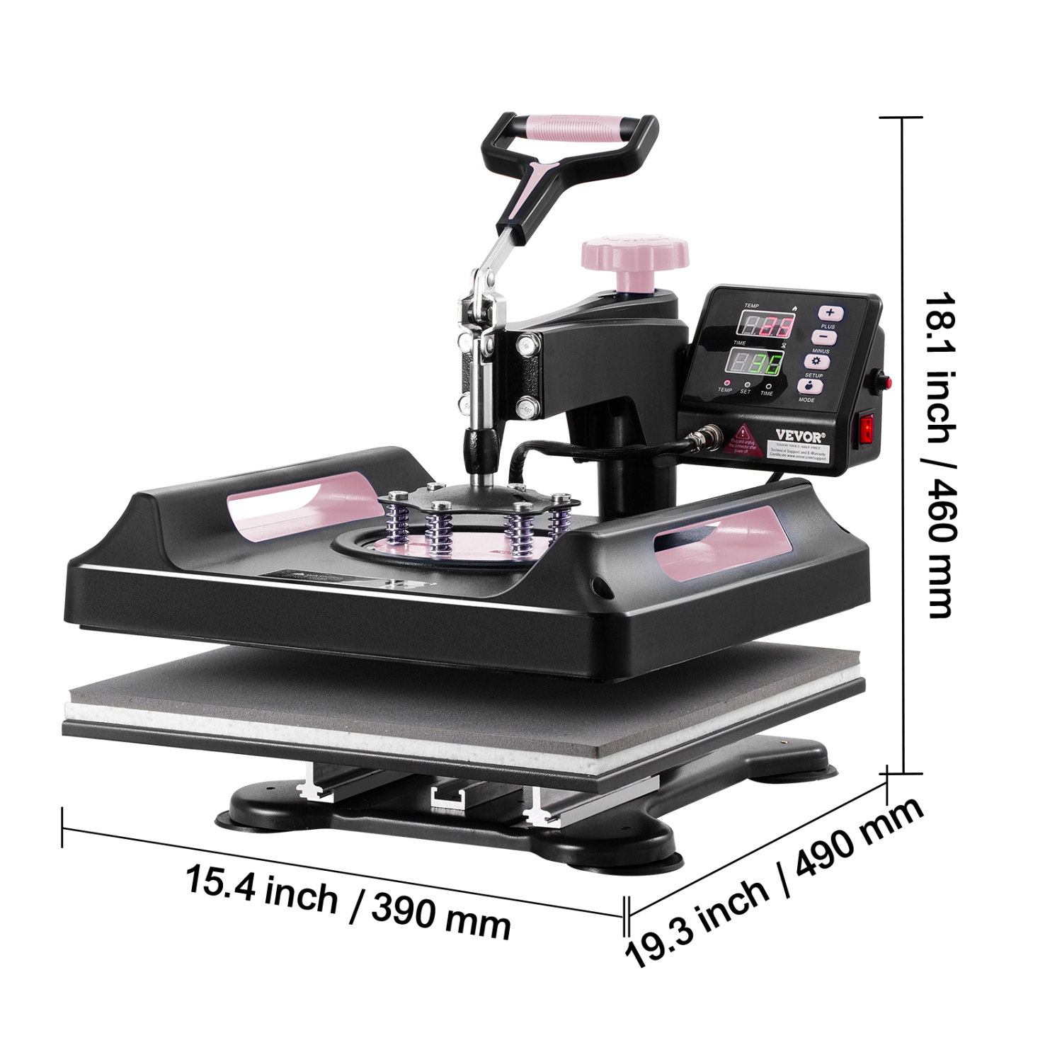 VEVOR Heat Press Machine, 15 x 15 inch, 5 in 1 Heat Transfer Machine with 30 oz Tumbler Press, 360° Swing Away Digital T-Shirt Pressing Machine,