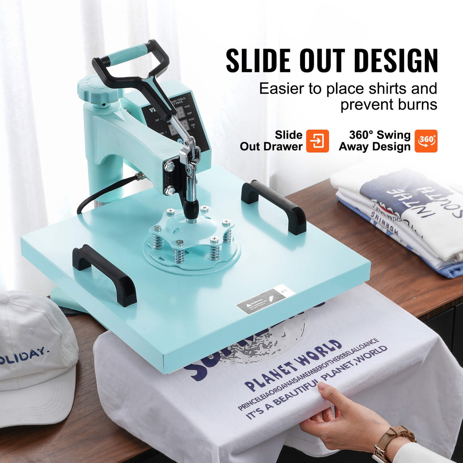 Machine à presse à chaleur VEVOR, 15 x 15&nbsp;po, machine de transfert de chaleur 5 en 1 avec presse-gobelet 30&nbsp;oz, presse-t-shirt pivotante à