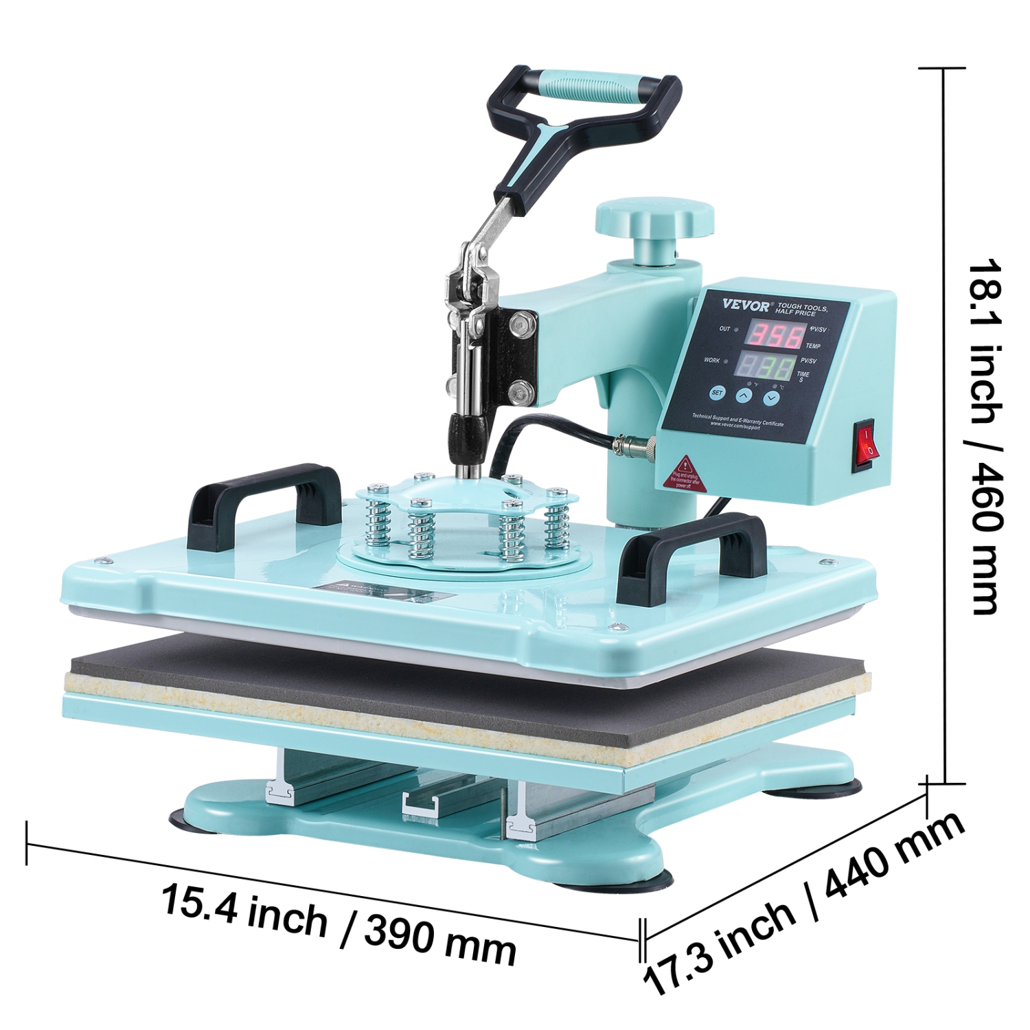 VEVOR Heat Press Machine, 12 x 15 inch, 8 in 1 Heat Transfer Machine with 6-30 oz Tumbler Press, 360° Swing Away T-Shirt Pressing, Digital Precise