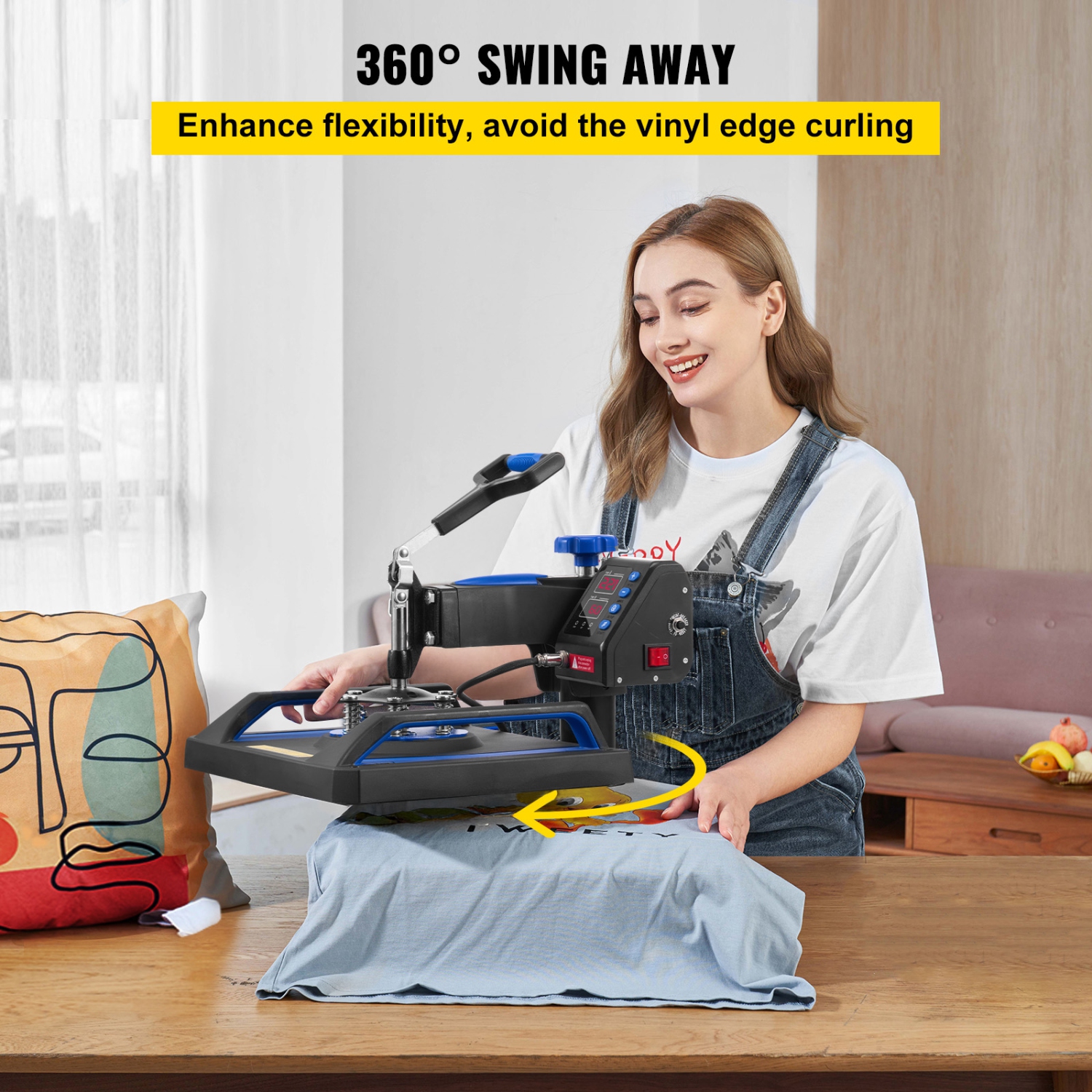 VEVOR Heat Press Machine, 12 x 15 Inches, Fast Heating, 360 Swing Away Digital Sublimation T-Shirt Vinyl Transfer Printer with Anti-Scald Surface,