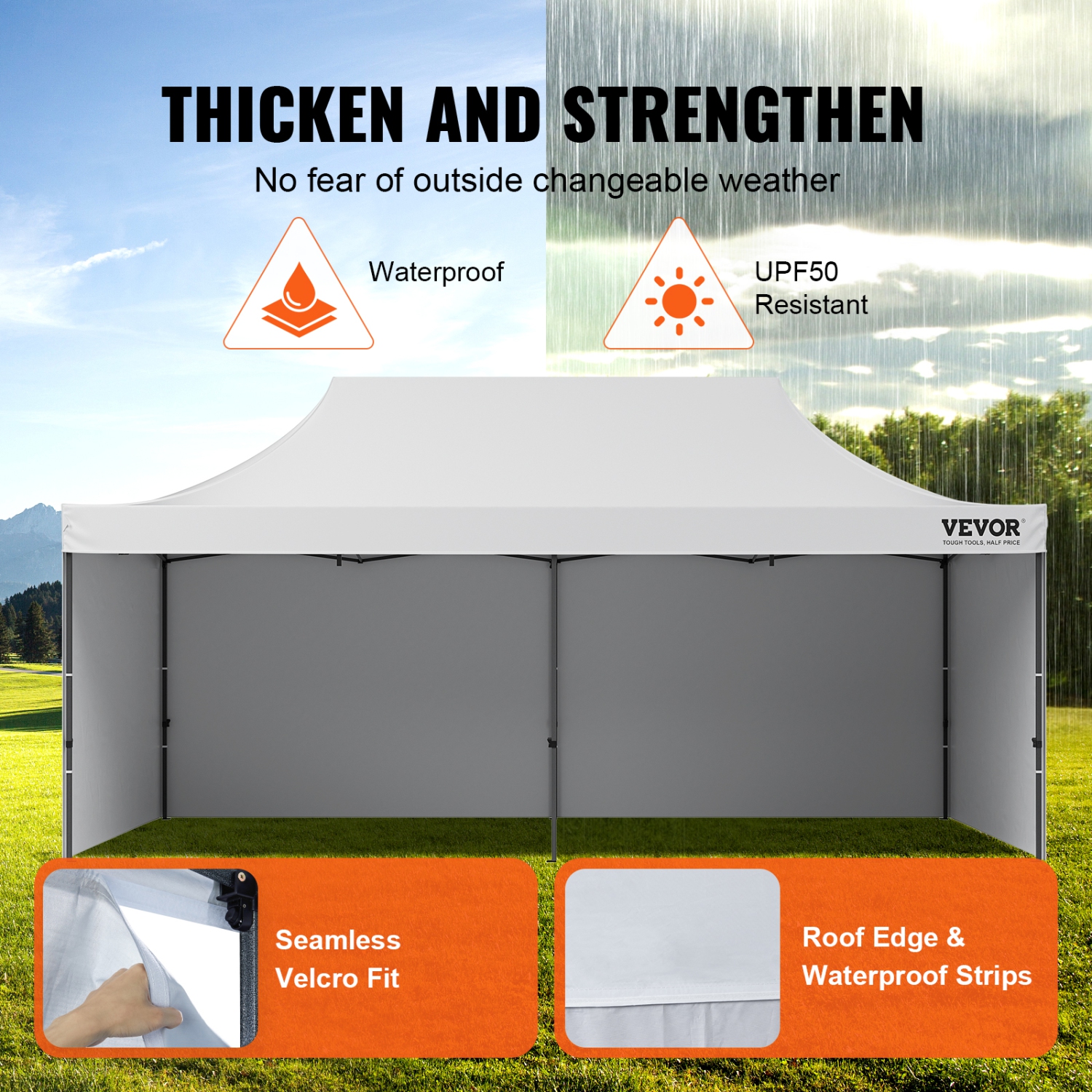VEVOR 10x20 FT Pop up Canopy with Removable Sidewalls, Instant Canopies Portable Gazebo & Wheeled Bag, UV Resistant Waterproof, Enclosed Canopy Tent