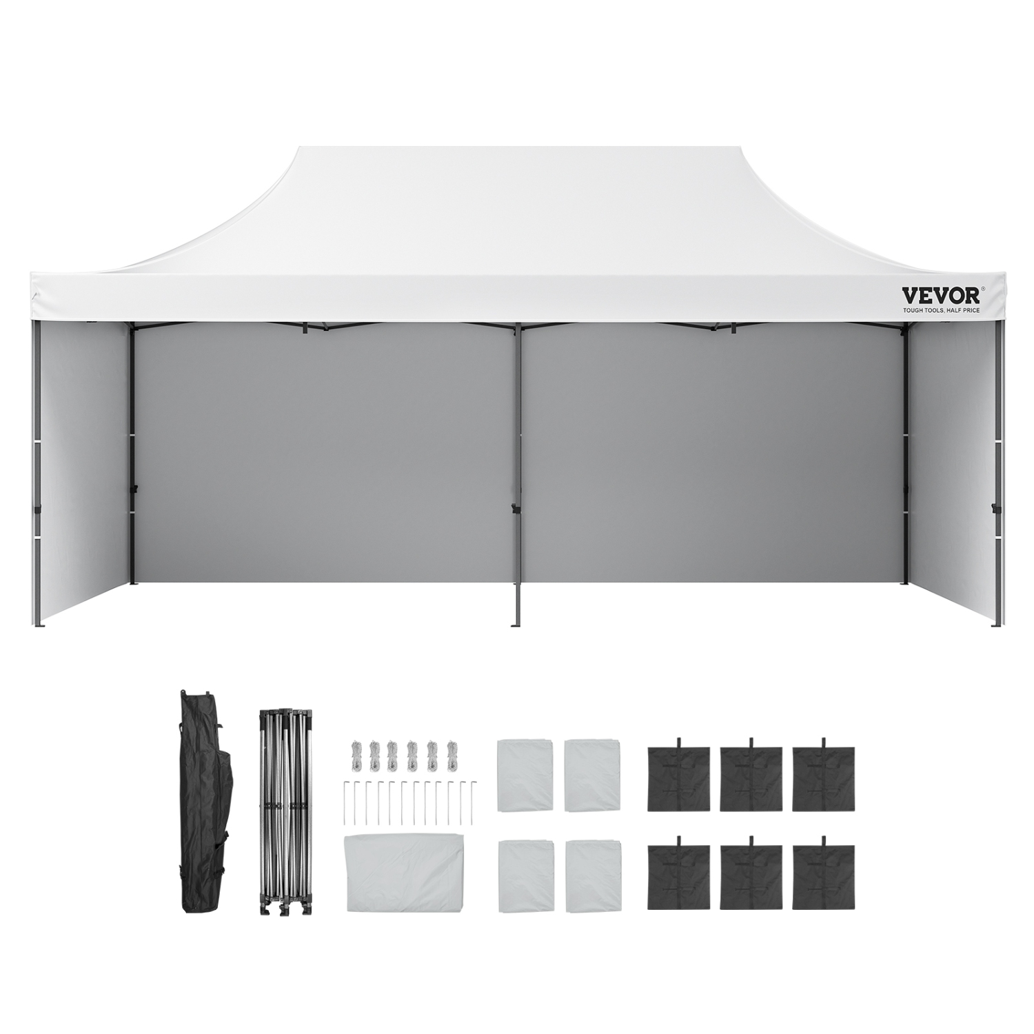 VEVOR 10x20 FT Pop up Canopy with Removable Sidewalls, Instant Canopies Portable Gazebo & Wheeled Bag, UV Resistant Waterproof, Enclosed Canopy Tent
