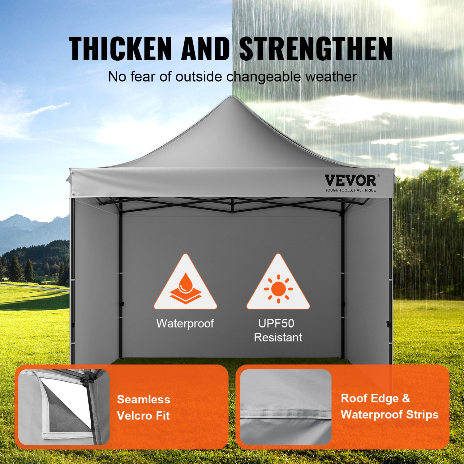 VEVOR 10x10 FT Pop up Canopy with Removable Sidewalls, Instant Canopies Portable Gazebo & Wheeled Bag, UV Resistant Waterproof, Enclosed Canopy Tent