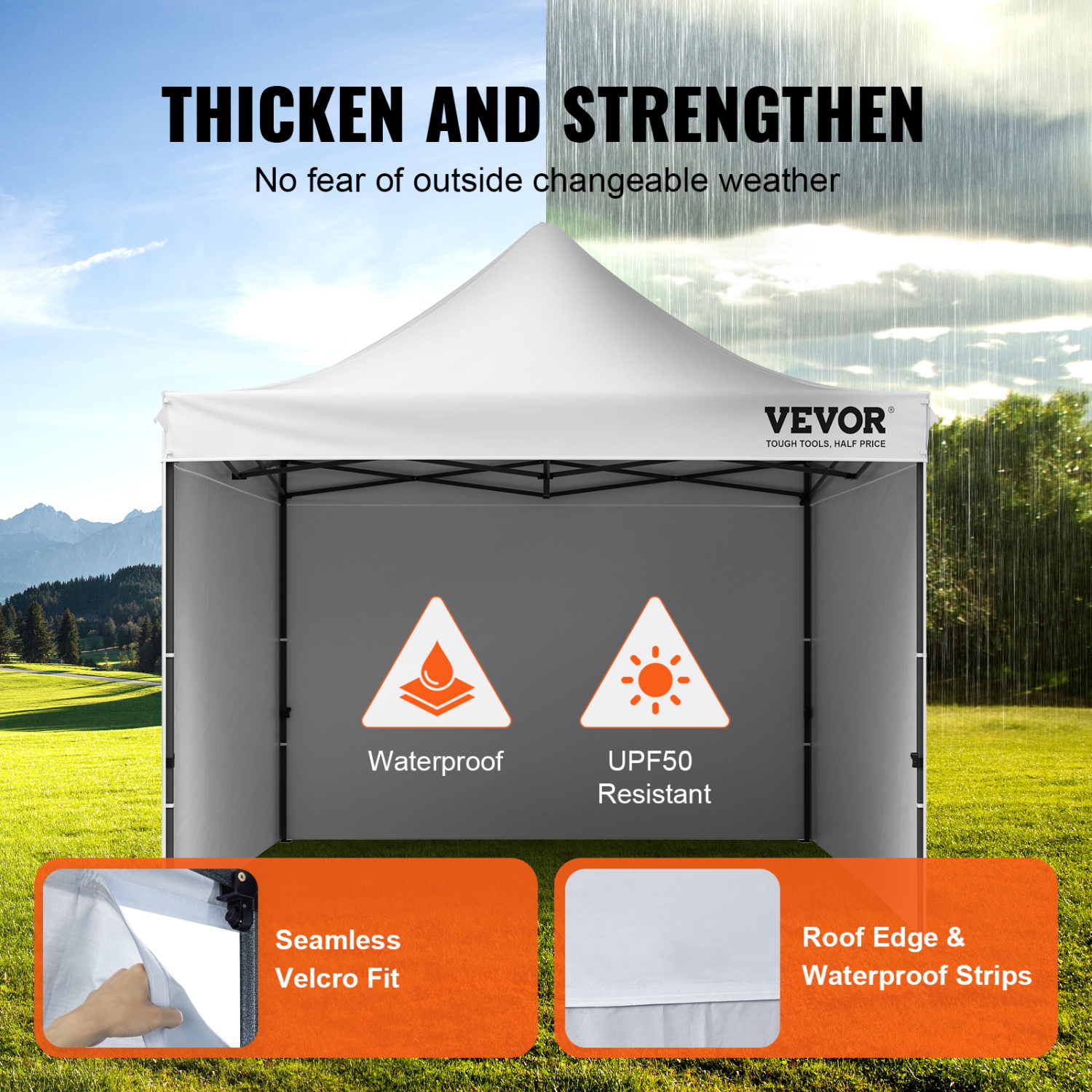 VEVOR 10x10 FT Pop up Canopy with Removable Sidewalls, Instant Canopies Portable Gazebo & Wheeled Bag, UV Resistant Waterproof, Enclosed Canopy Tent