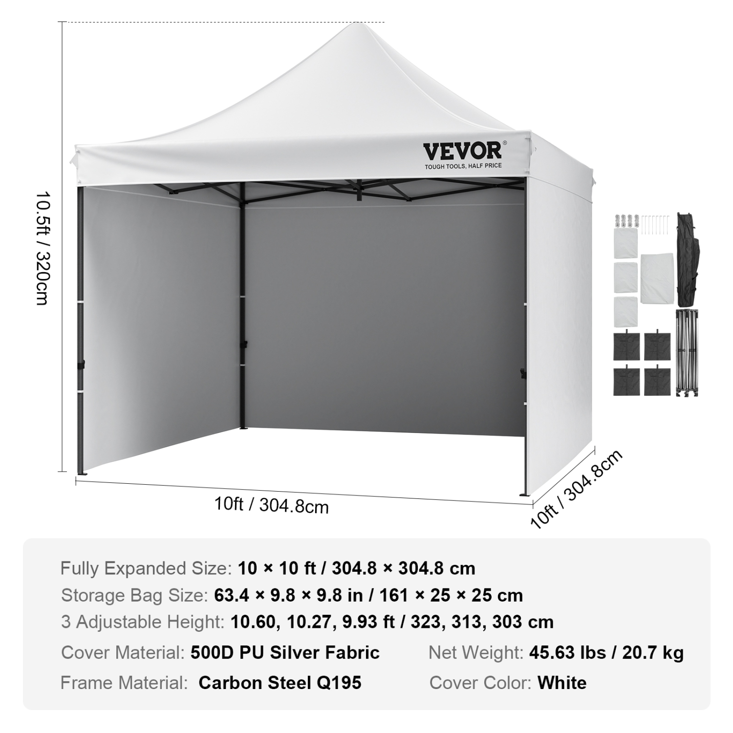 VEVOR 10x10 FT Pop up Canopy with Removable Sidewalls, Instant Canopies Portable Gazebo & Wheeled Bag, UV Resistant Waterproof, Enclosed Canopy Tent