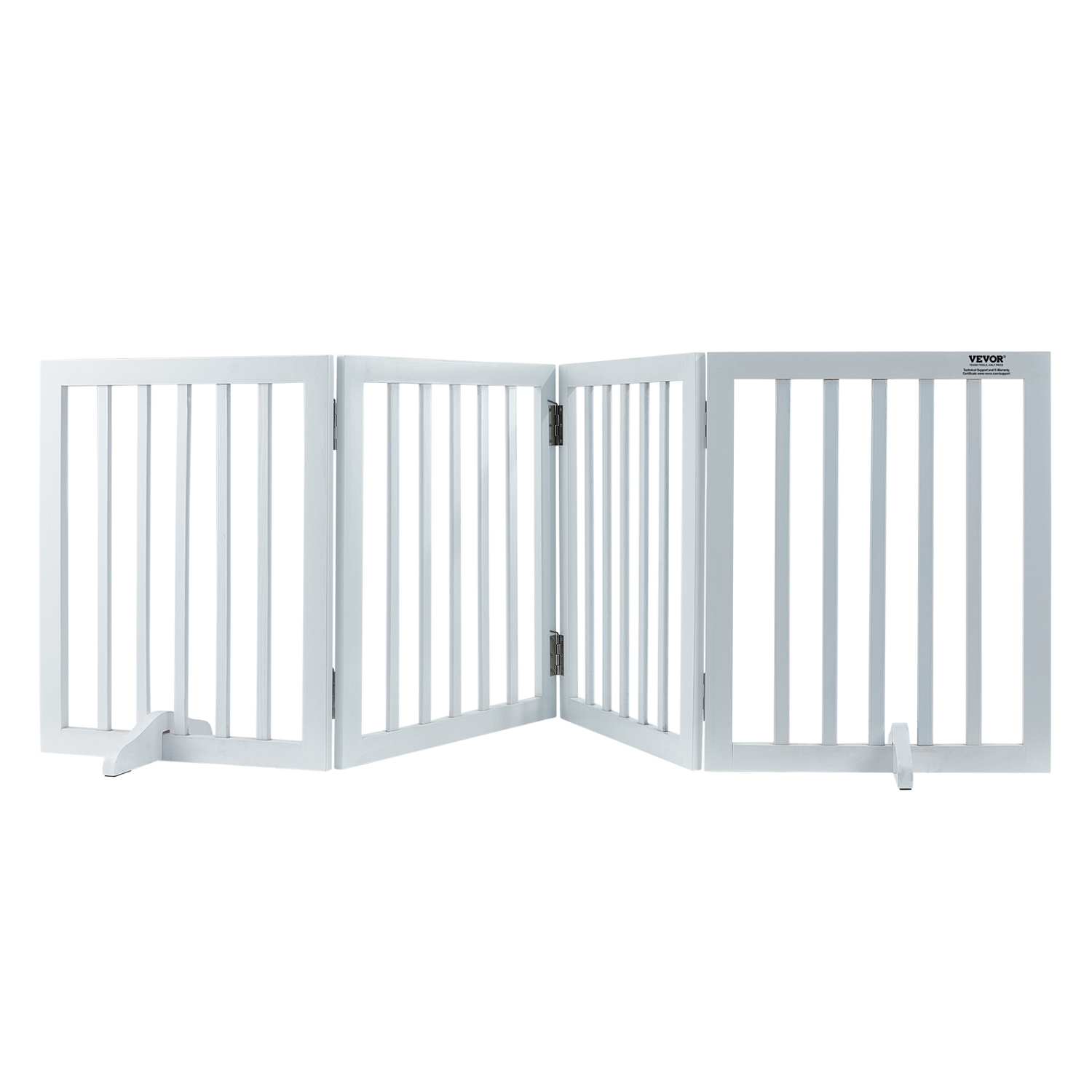 VEVOR Freestanding Pet Barrier, 24" Height x 80.3" Width, 4-Panel Folding Dog Gate for Various Openings, Expandable and Quiet Foot-Supported Indoor