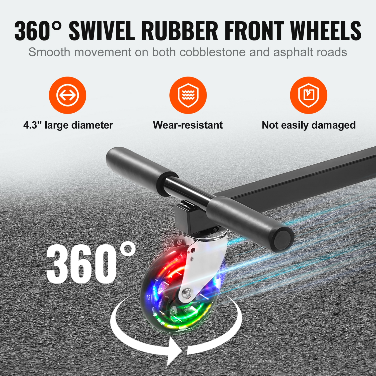 VEVOR Hoverboard Seat Attachment, for 6.5" 8" 8.5" 10" Hoverboards, with LED Lights, Grips Control, Adjustable Frame Length and 220 LBS Load Capacity