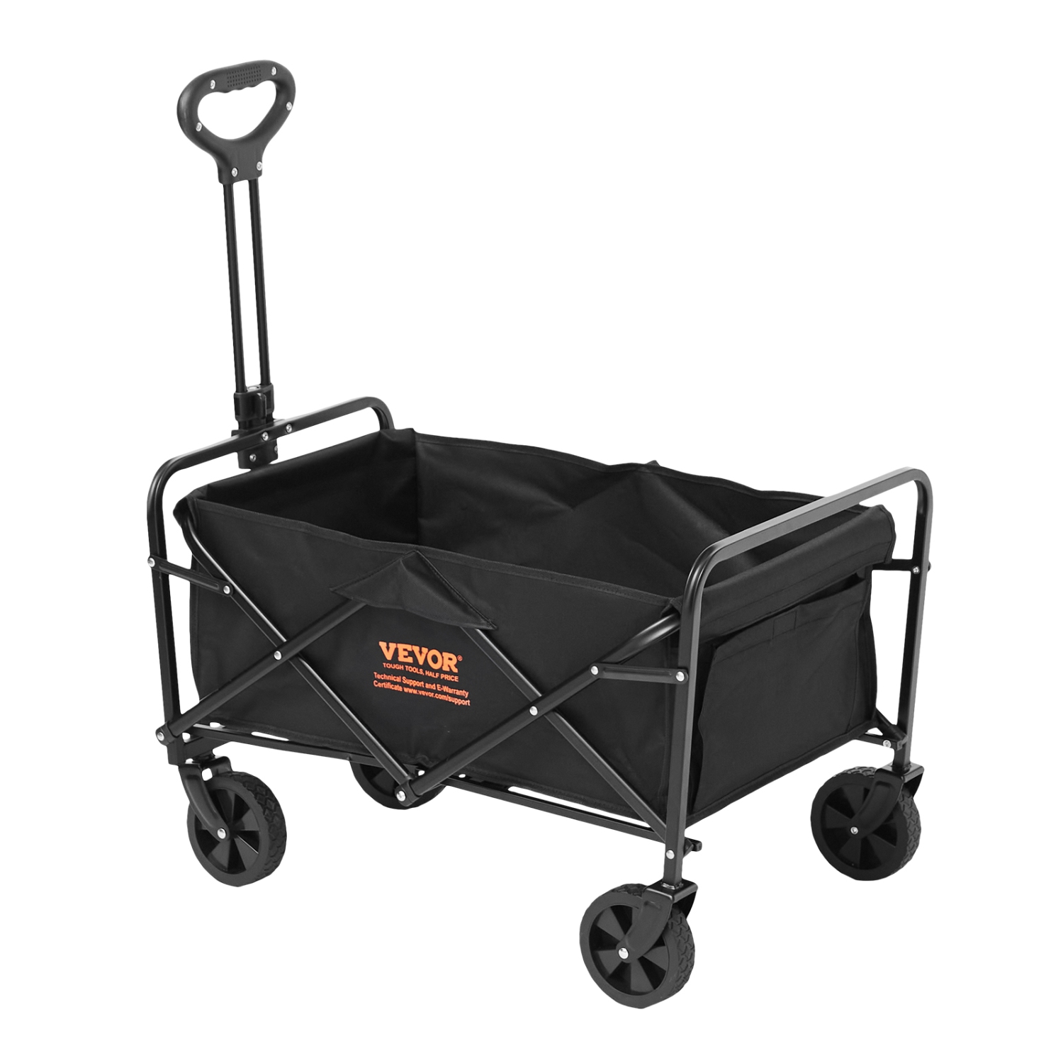 Chariot pliable VEVOR, chariot à gazon 2&nbsp;pi³ avec roues tout-terrain 5&nbsp;po, chariot chariot pliable robuste 220&nbsp;lb avec porte-boissons,