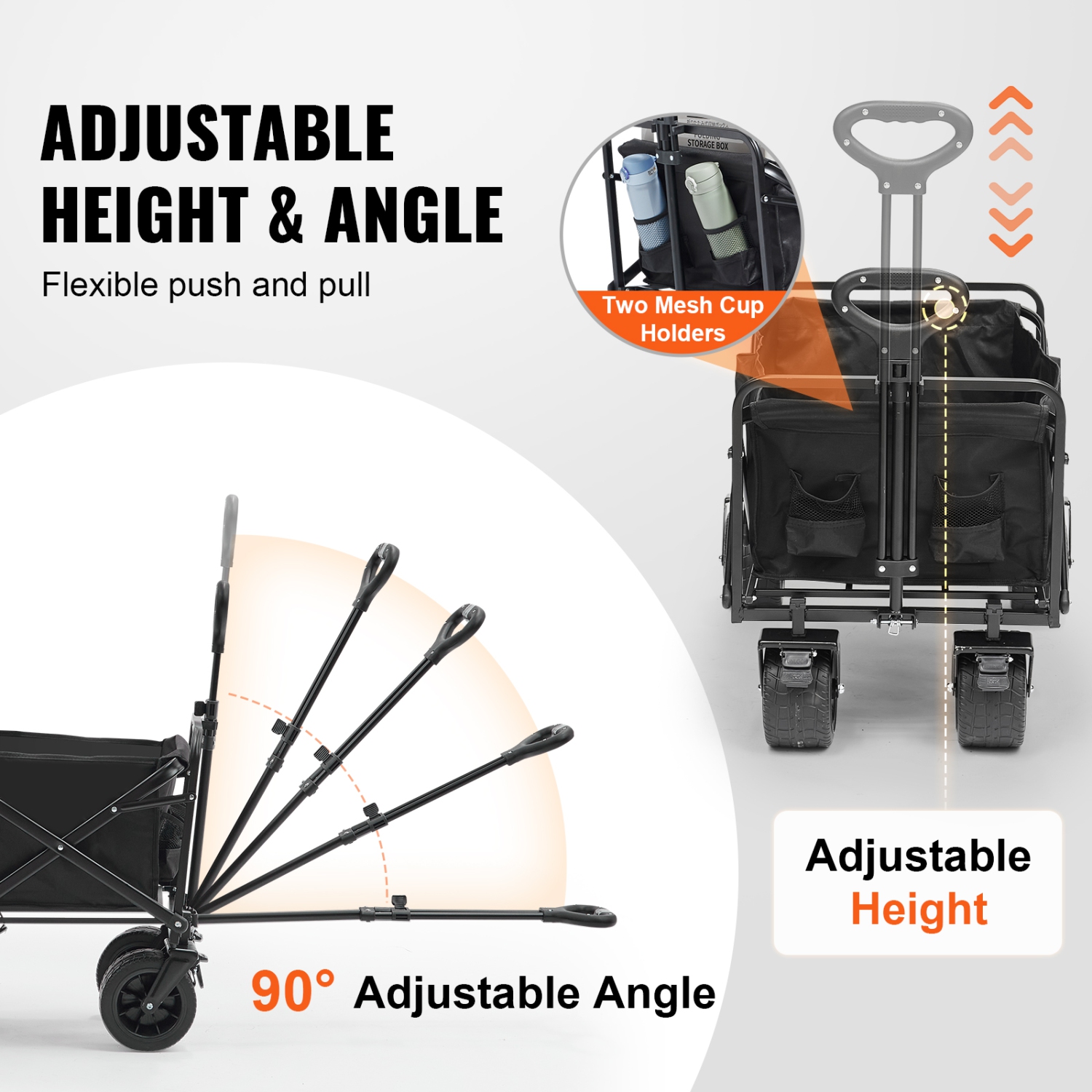 Chariot pliable VEVOR, chariot de plage 3&nbsp;pi³ avec roues tout-terrain, chariot chariot pliable robuste 350&nbsp;lb, chariot de sport, capacité