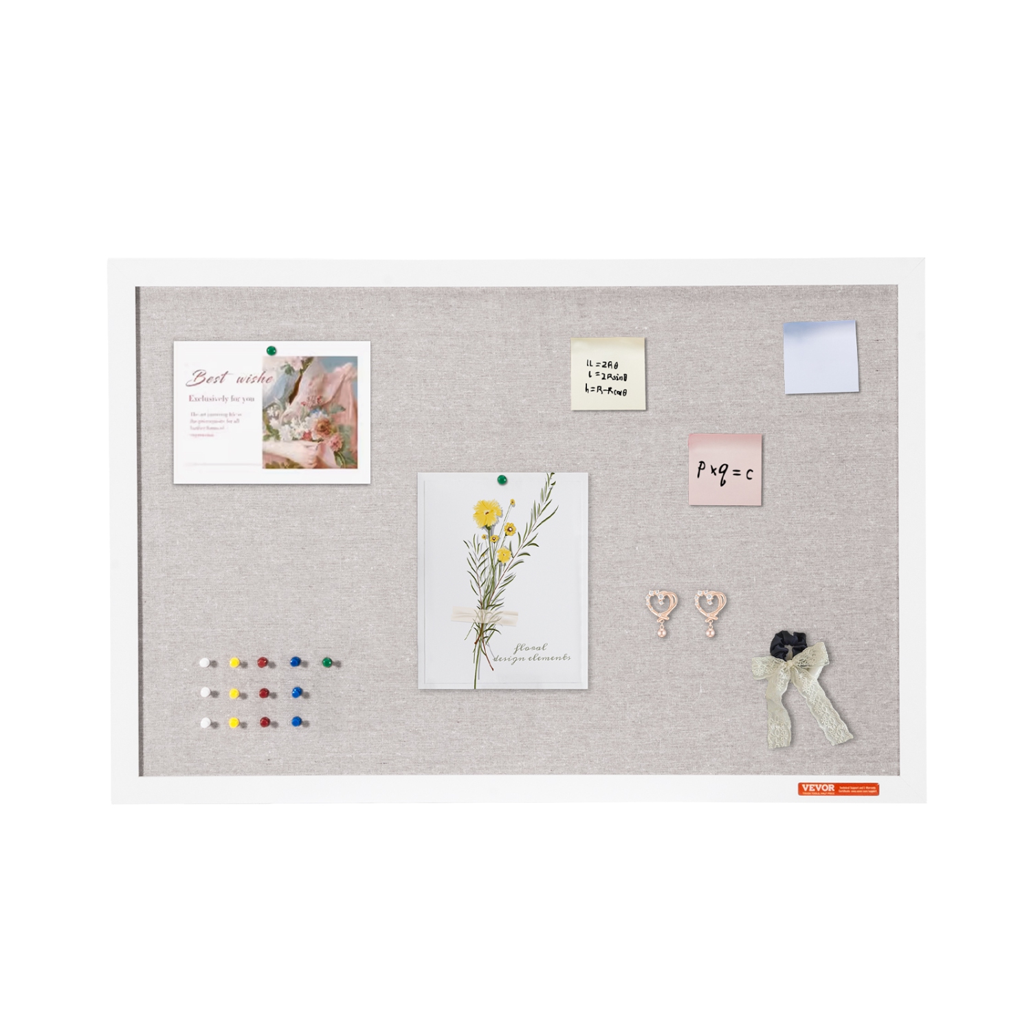 Tableau en liège blanc avec surface en lin de 30 x 20&nbsp;po de VEVOR – Tableau mural élégant pour la maison, l'école,