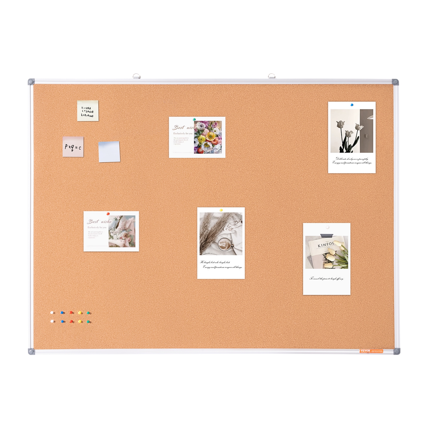 VEVOR 48"x36" Large Cork Board – Wall-Mounted Bulletin Board with Pin Board – Perfect for School, Home, Office