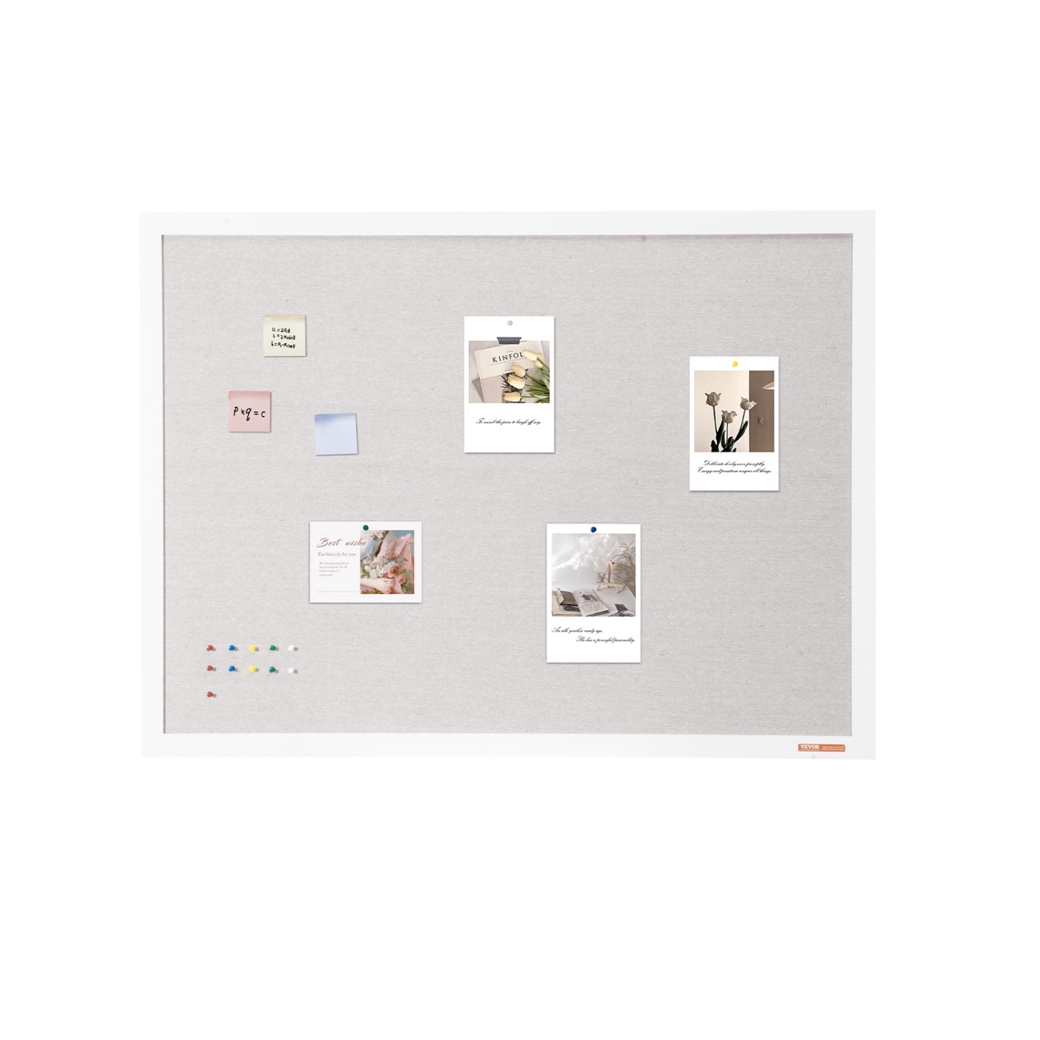 Tableau en liège blanc avec surface en lin de 48 x 36&nbsp;po de VEVOR – Tableau mural élégant pour la maison, l'école et le bureau