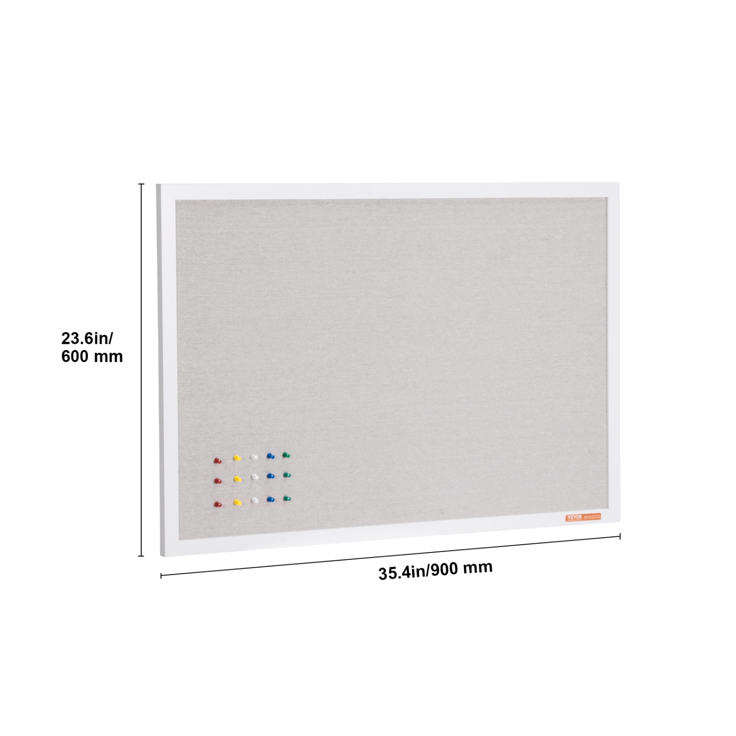VEVOR 36"x24" White Cork Board with Linen Surface – Stylish Wall-Mounted Bulletin Board for Home, School, Office