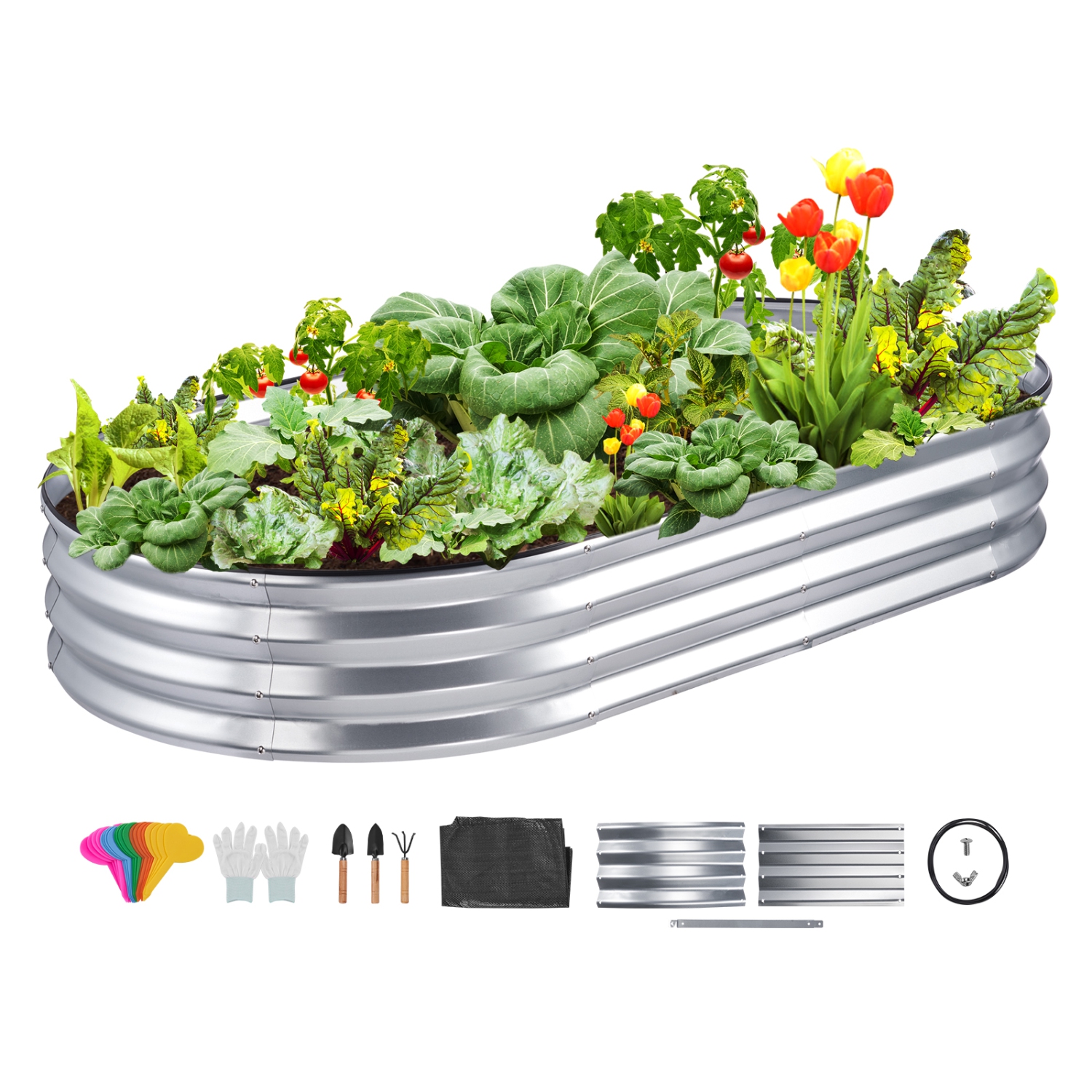 VEVOR Raised Garden Bed, 6 x 3 x 0.9 ft Galvanized Metal Planter Box, Outdoor Planting Boxes with Open Base, for Growing Flowers/Vegetables/Herbs