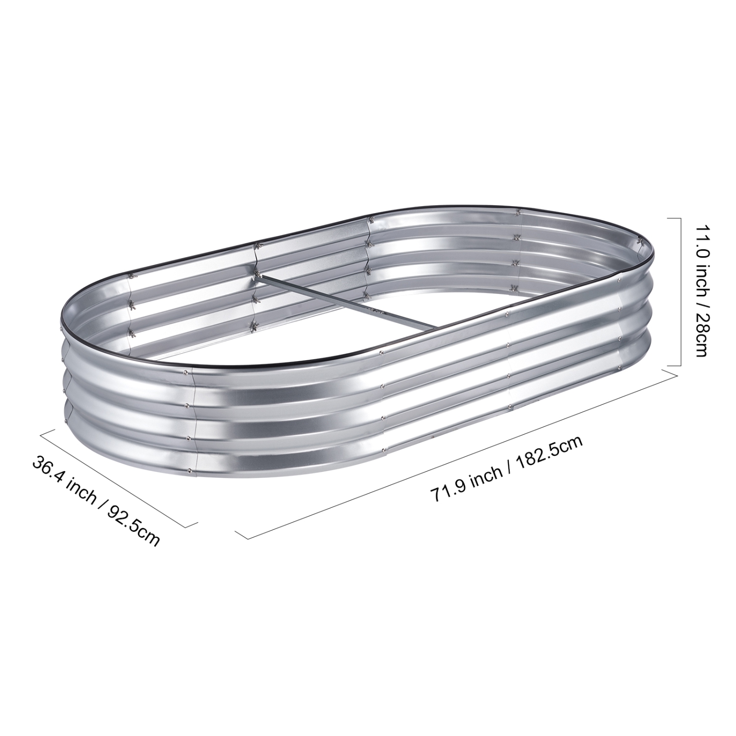 VEVOR Raised Garden Bed, 6 x 3 x 0.9 ft Galvanized Metal Planter Box, Outdoor Planting Boxes with Open Base, for Growing Flowers/Vegetables/Herbs